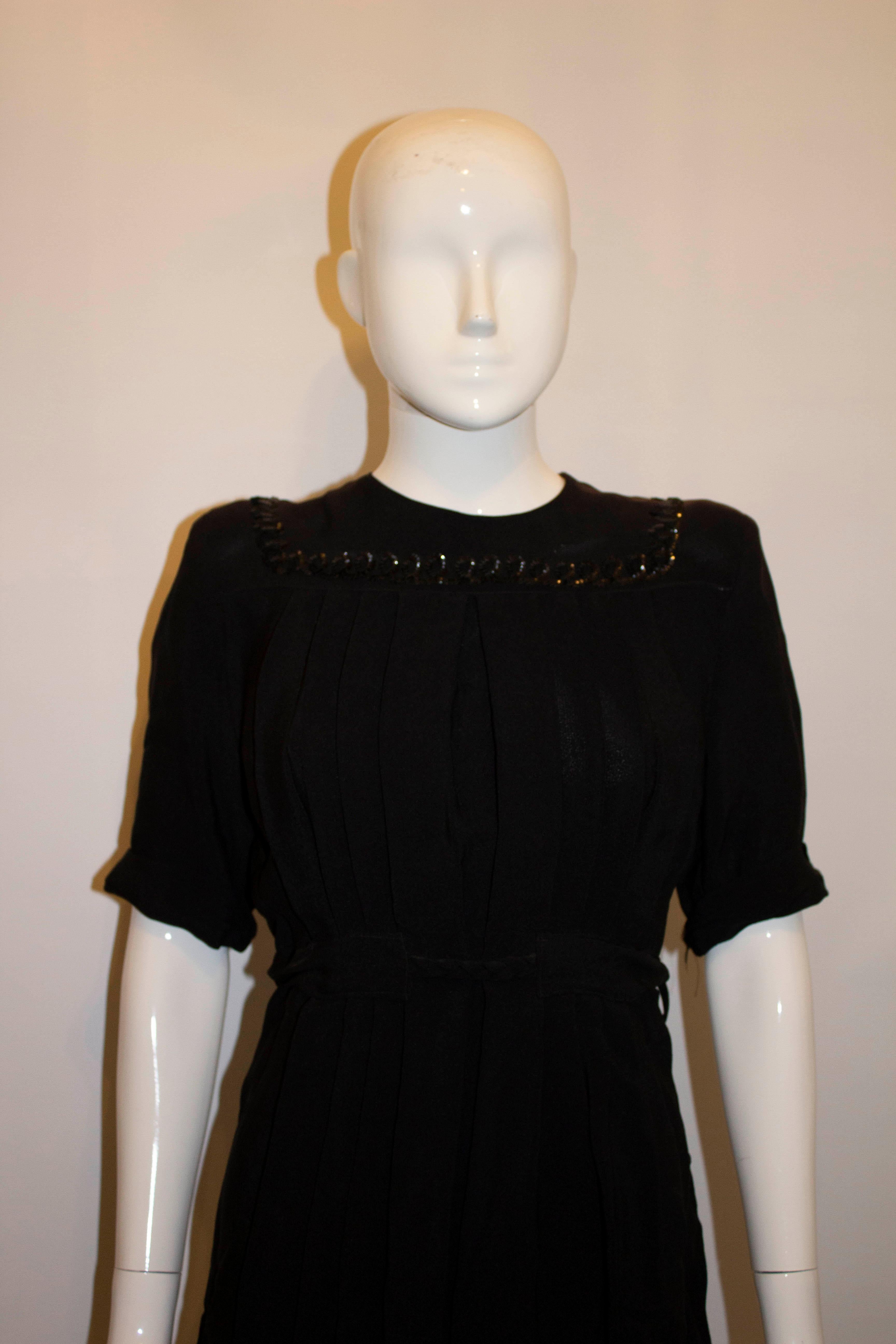 Women's Vintage Black Crepe Evening Top For Sale