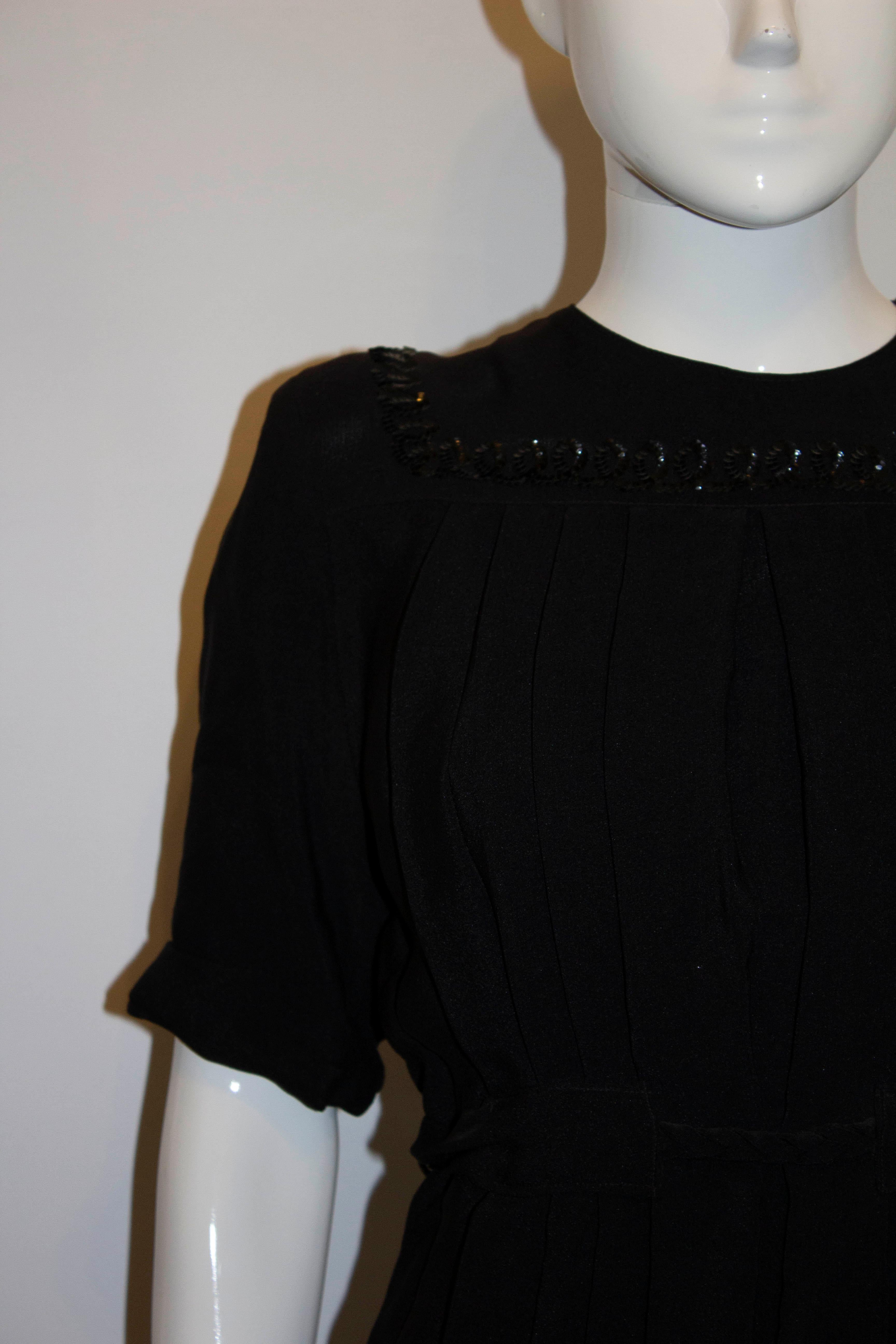 Vintage Black Crepe Evening Top For Sale 1