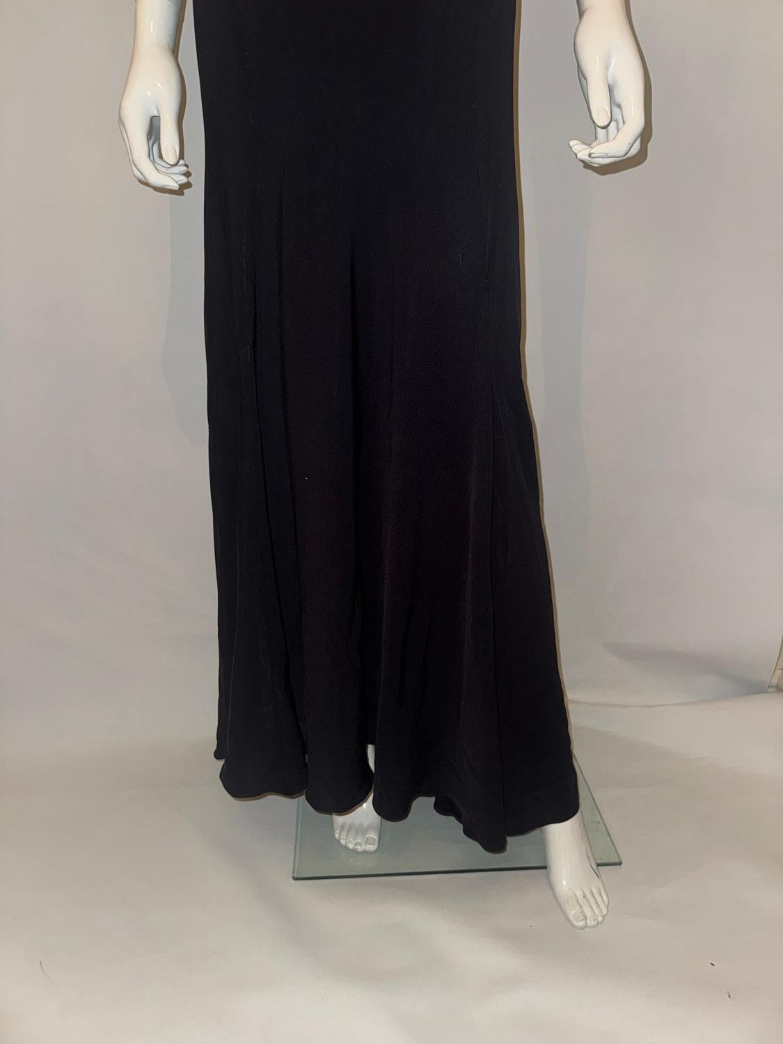 Vintage Schwarzes Slip-Kleid aus Krepp im Angebot 1