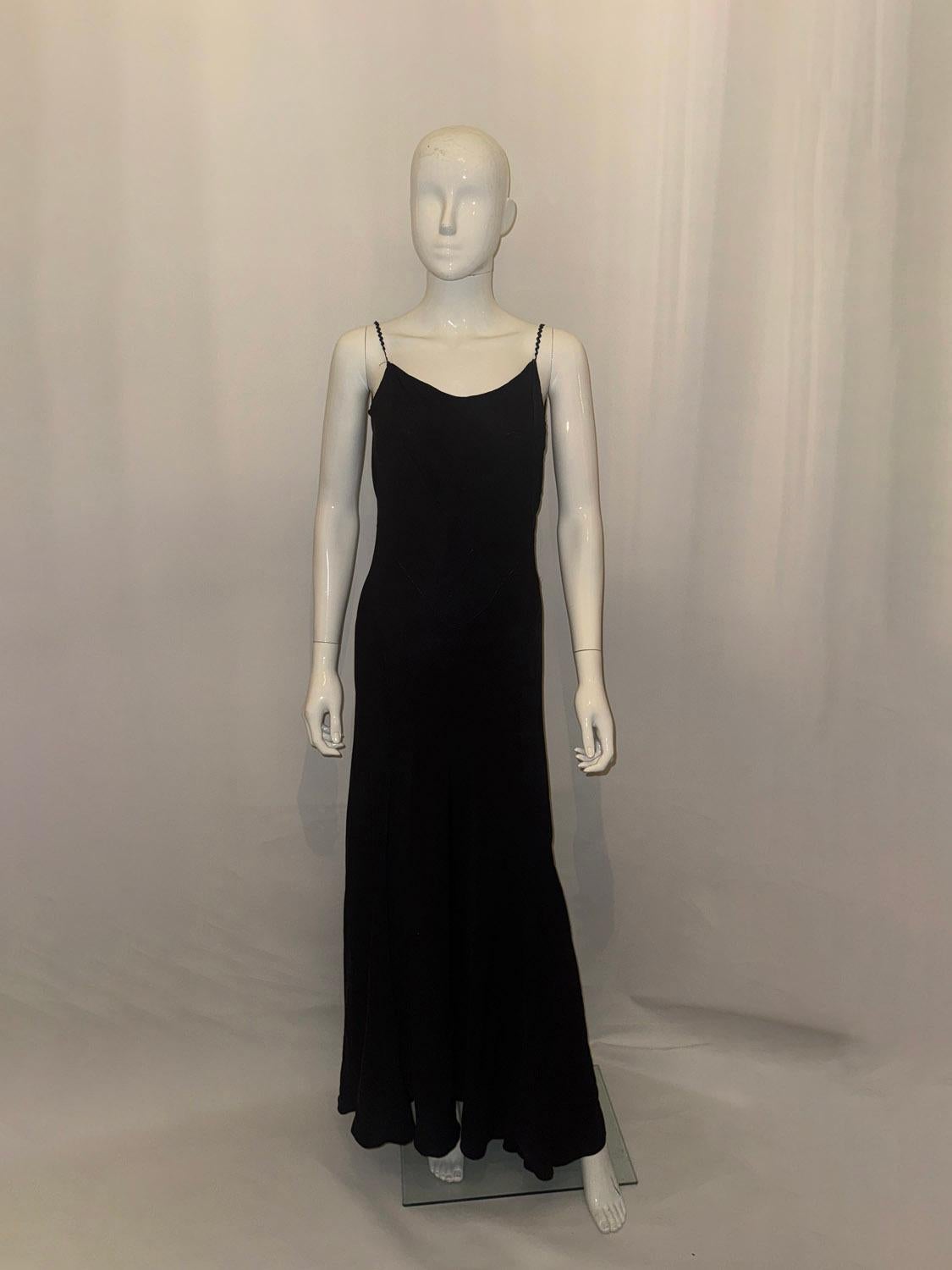 Vintage Schwarzes Slip-Kleid aus Krepp im Angebot 2
