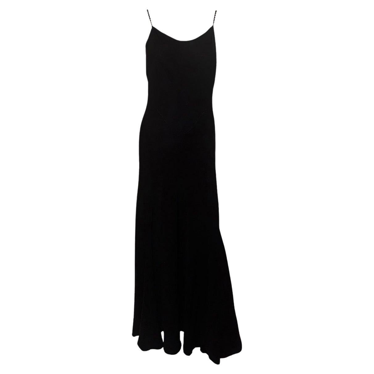 Vintage Schwarzes Slip-Kleid aus Krepp