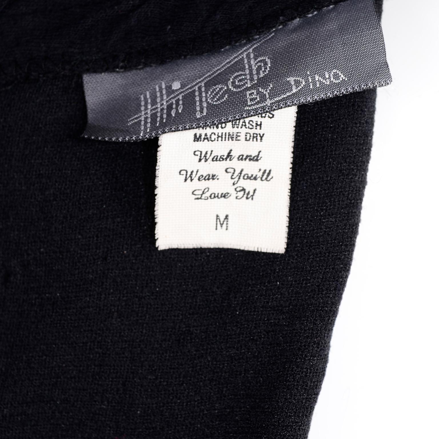 Vintage Black Crinkle 1980s Jumpsuit With Rhinestones & Dolman Sleeves 9