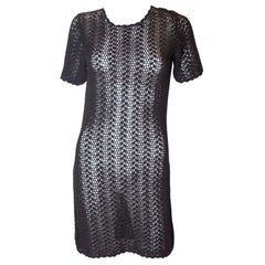 Vintage Black Crochet Mini Dress