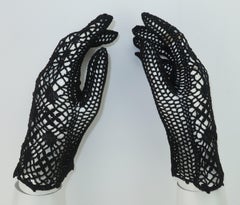 Vintage Black Crochet Net Gloves