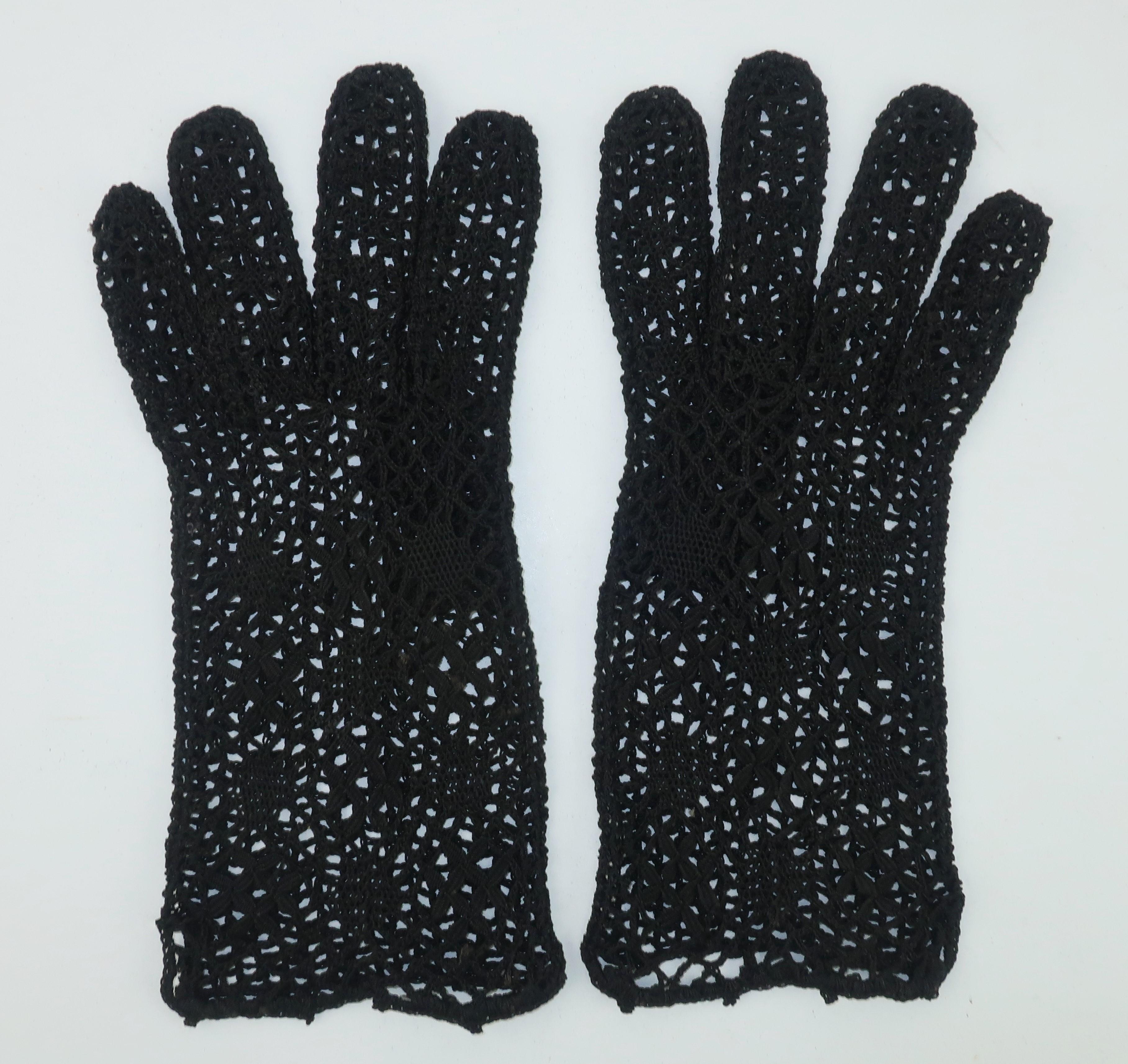 black crochet gloves