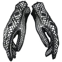Vintage Black Crochet Net Gloves