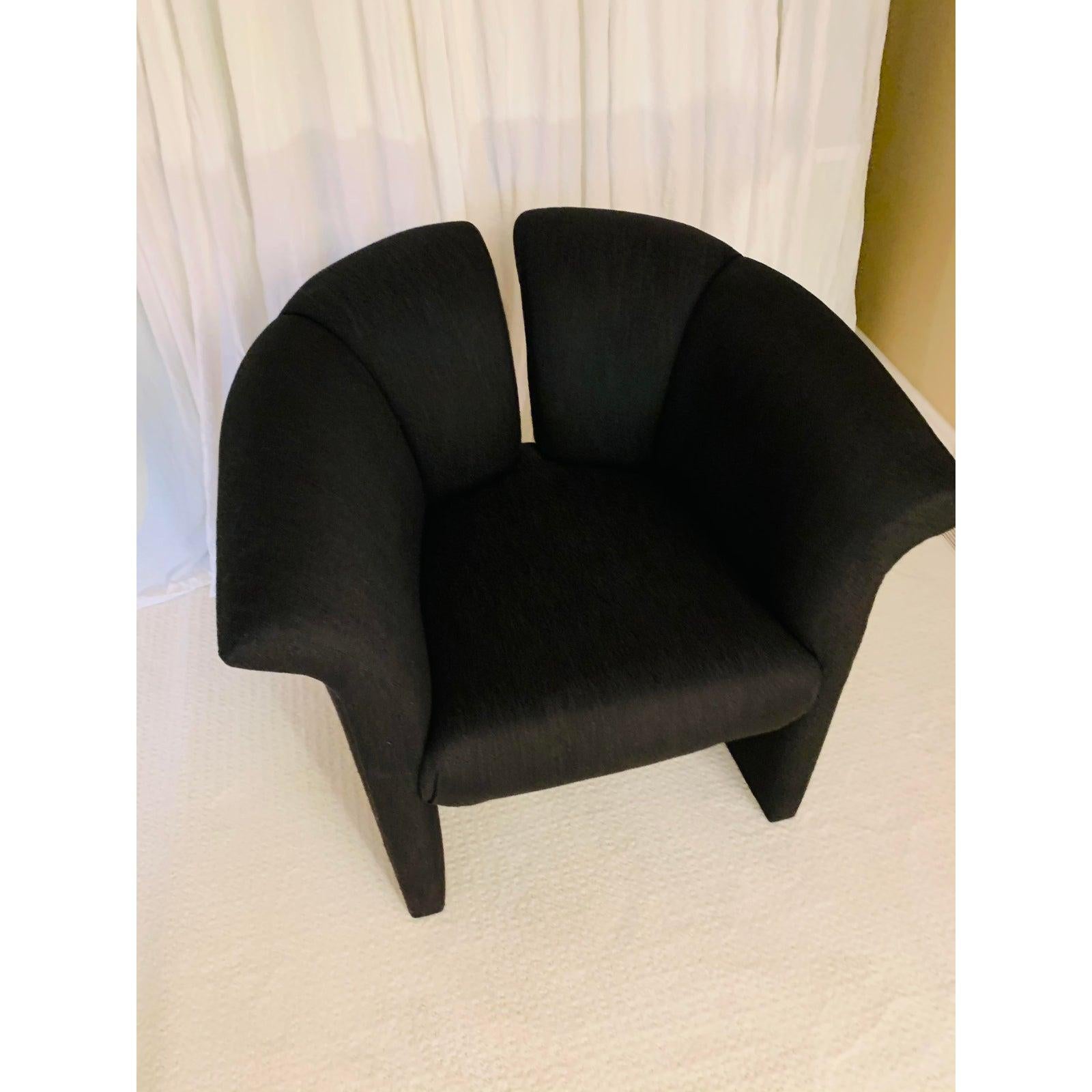 Hand-Crafted Vintage Black Curved Club Chair by Thayer Coggin