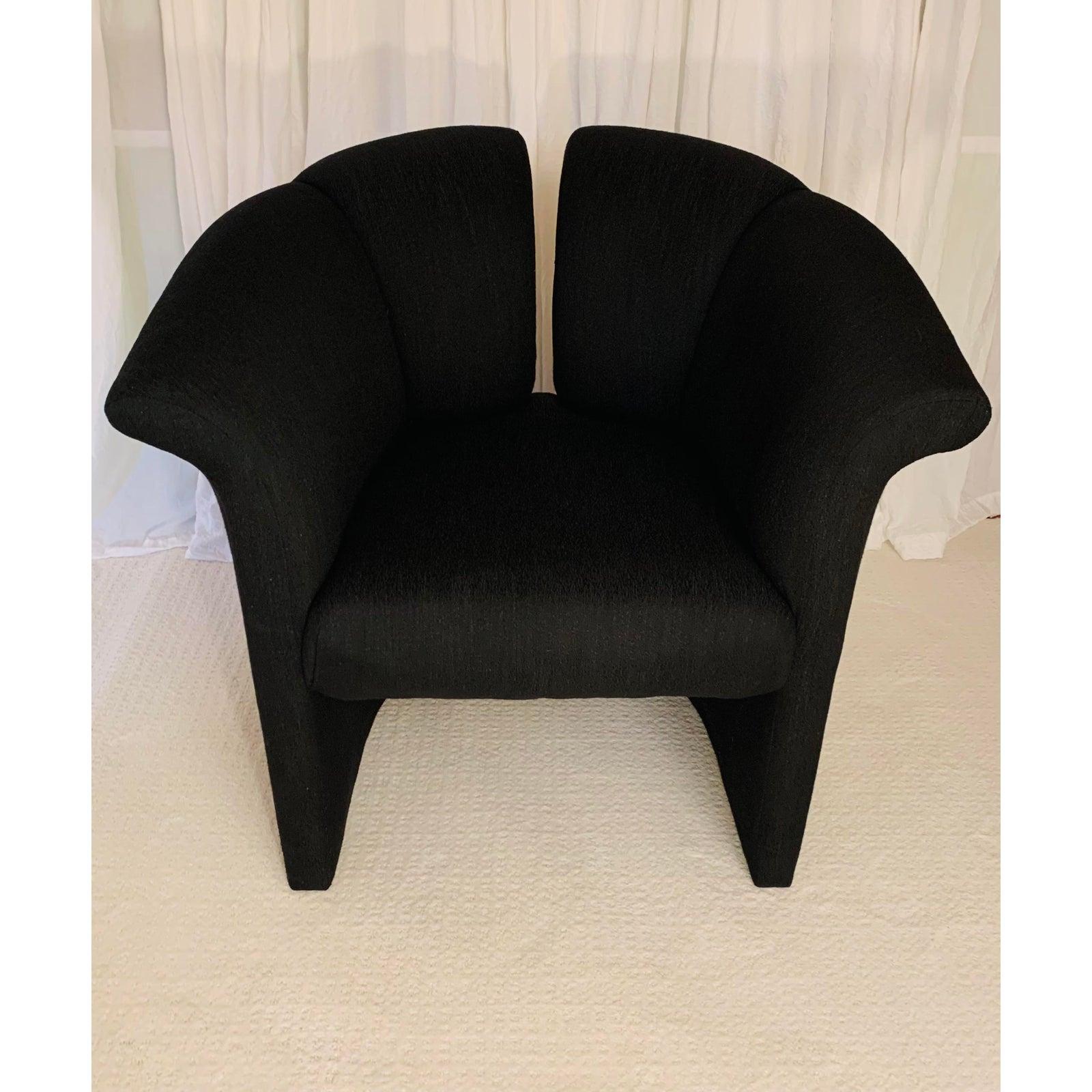 Vintage Black Curved Club Chair by Thayer Coggin In Good Condition In Philadelphia, PA