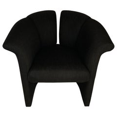 Vintage Black Curved Club Chair by Thayer Coggin