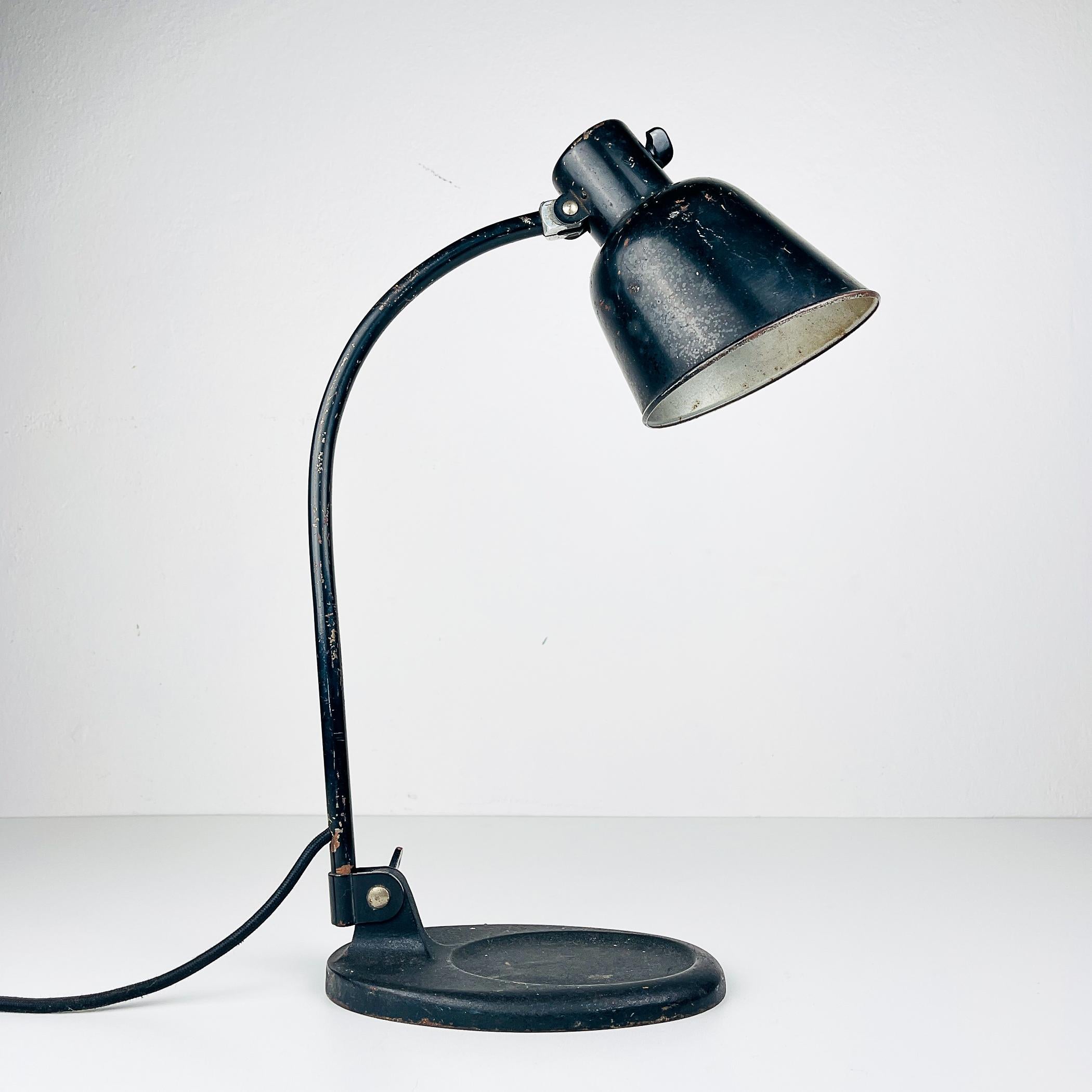 Italian Vintage black desk lamp Model 2768 Matador Bur by Christian Dell Germany 1930s For Sale