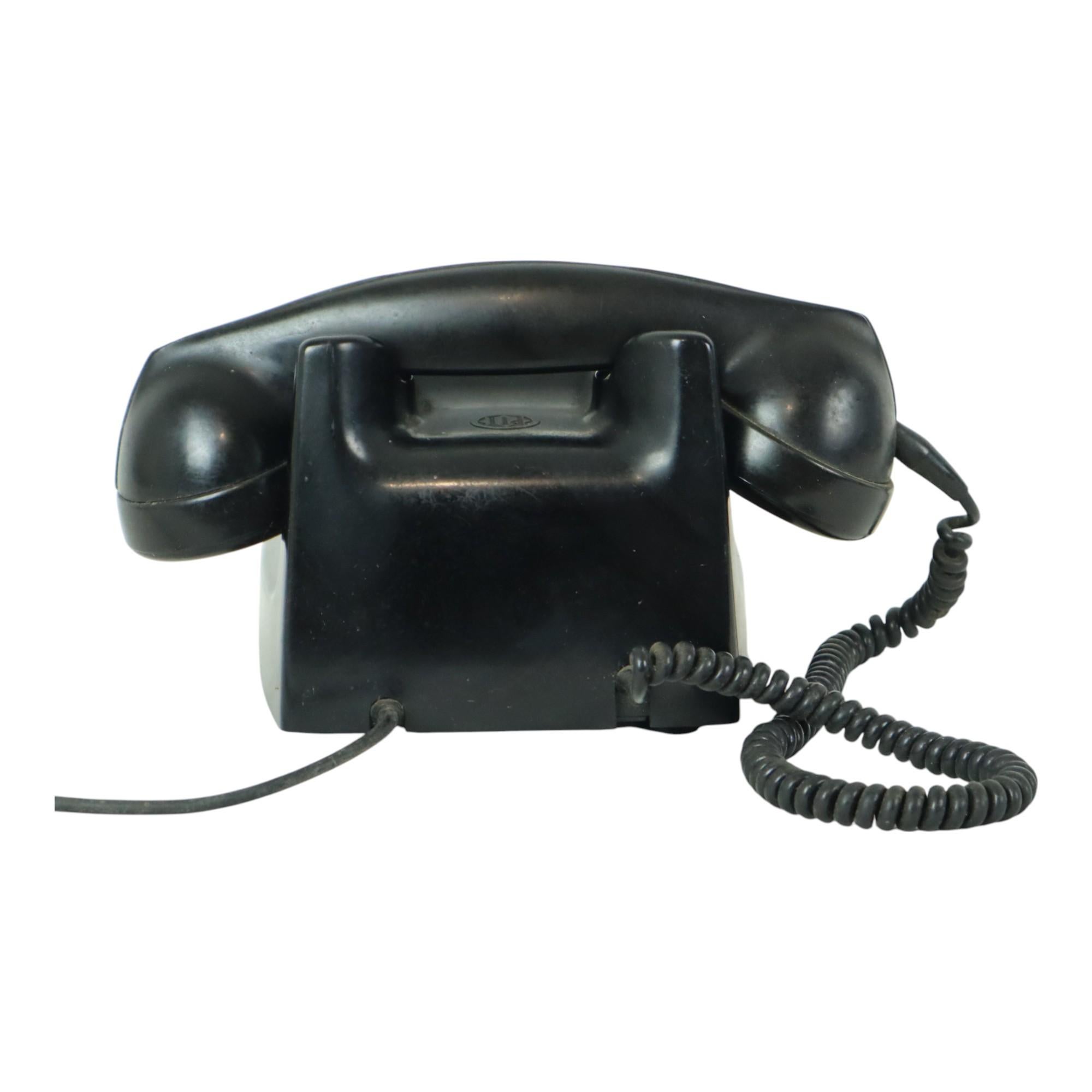 Vintage Black Dial Telephone Bakelite PTT Ericsson Type 1951 For Sale 1