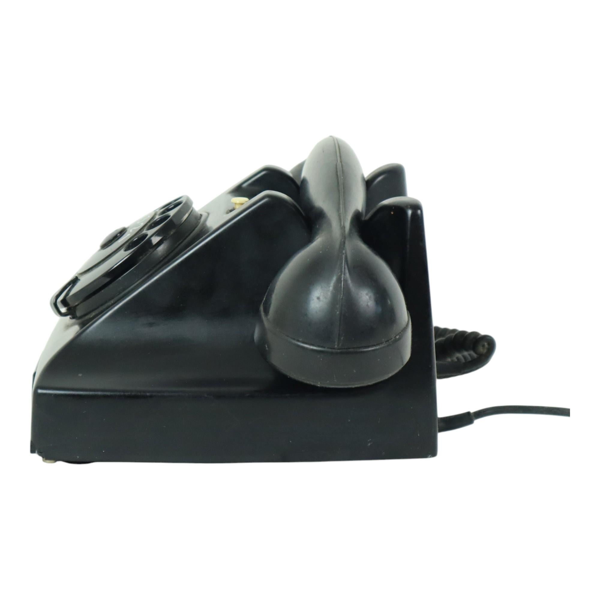 Vintage Black Dial Telephone Bakelite PTT Ericsson Type 1951 For Sale 2
