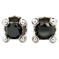 Vintage Black Diamond Gold Stud Earrings Estate Fine Jewelry