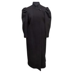 Vintage Black Diane von Furstenberg Wool Puff Sleeve Coat Size US 10