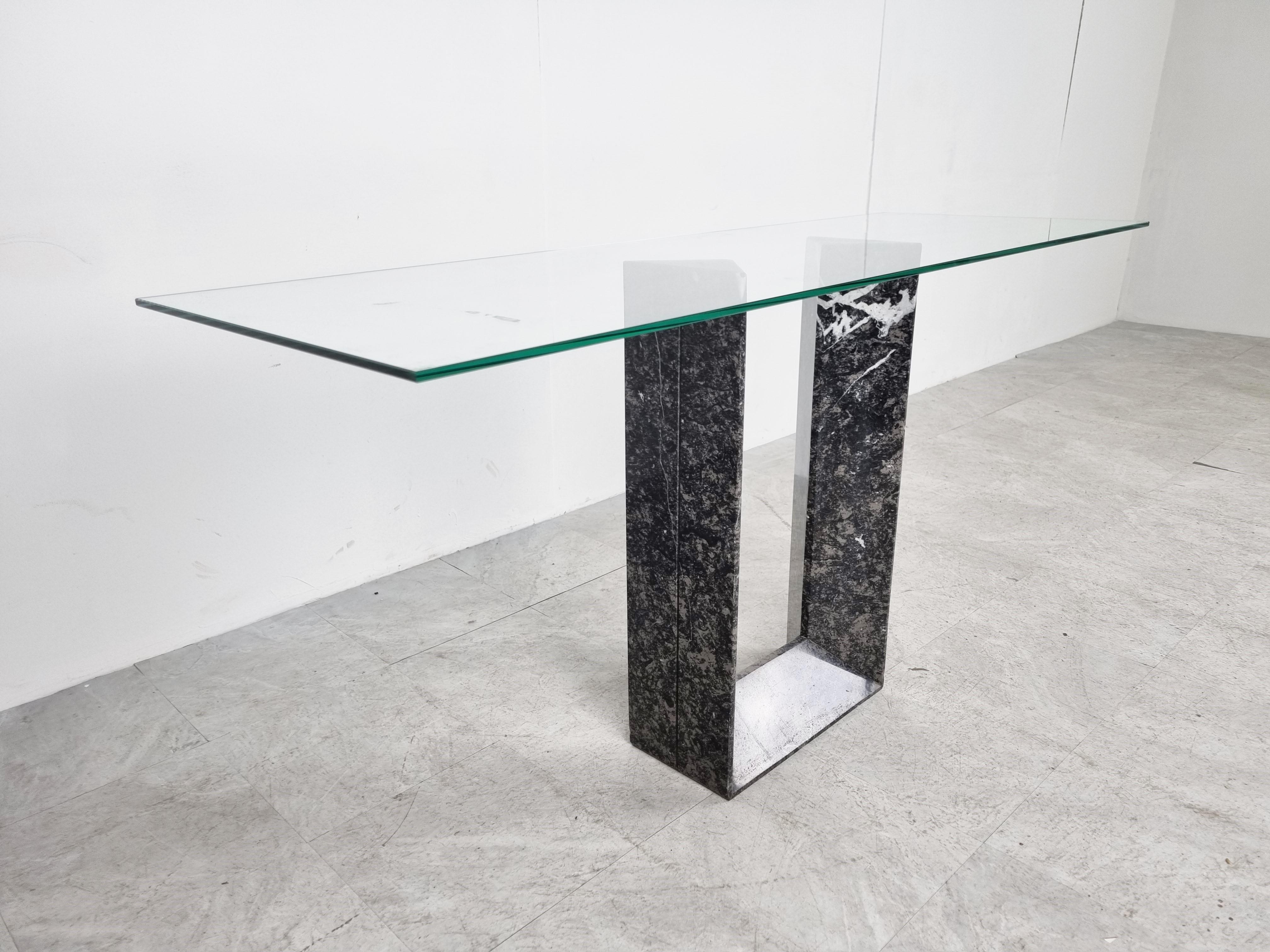 Vintage Black 'Diapason' Marble Console Table by Cattelan Italy, 1980s 3