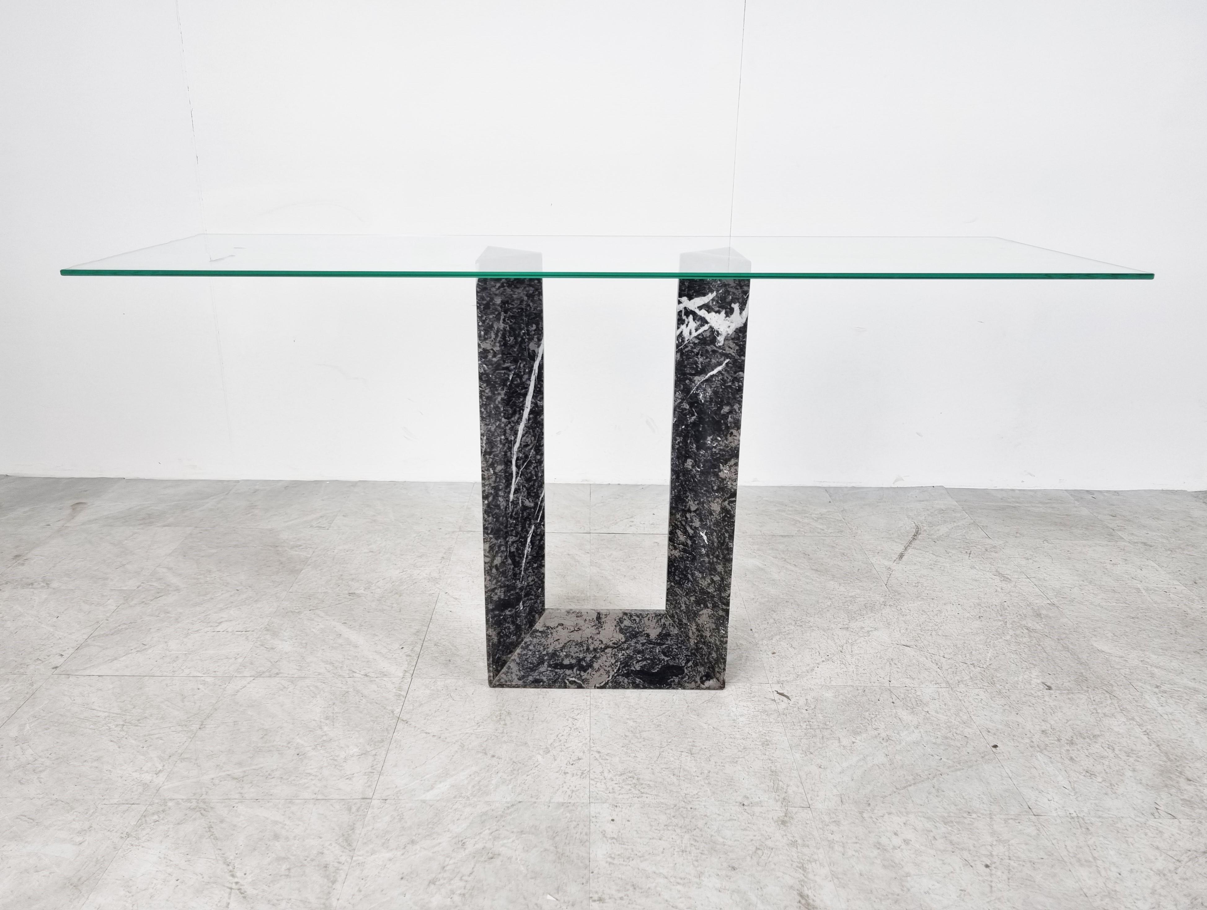 Hollywood Regency Vintage Black 'Diapason' Marble Console Table by Cattelan Italy, 1980s