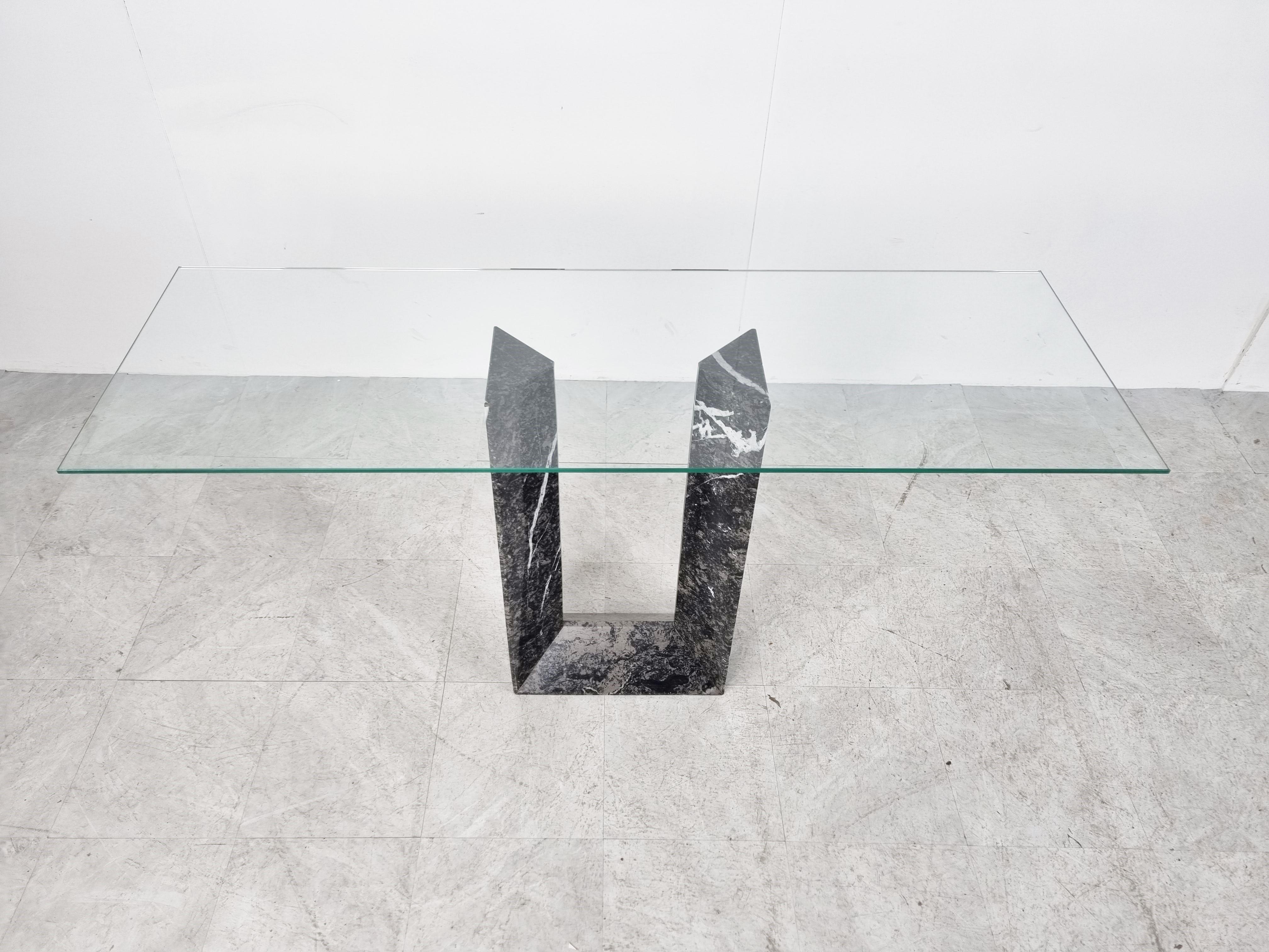 Vintage Black 'Diapason' Marble Console Table by Cattelan Italy, 1980s In Good Condition In HEVERLEE, BE