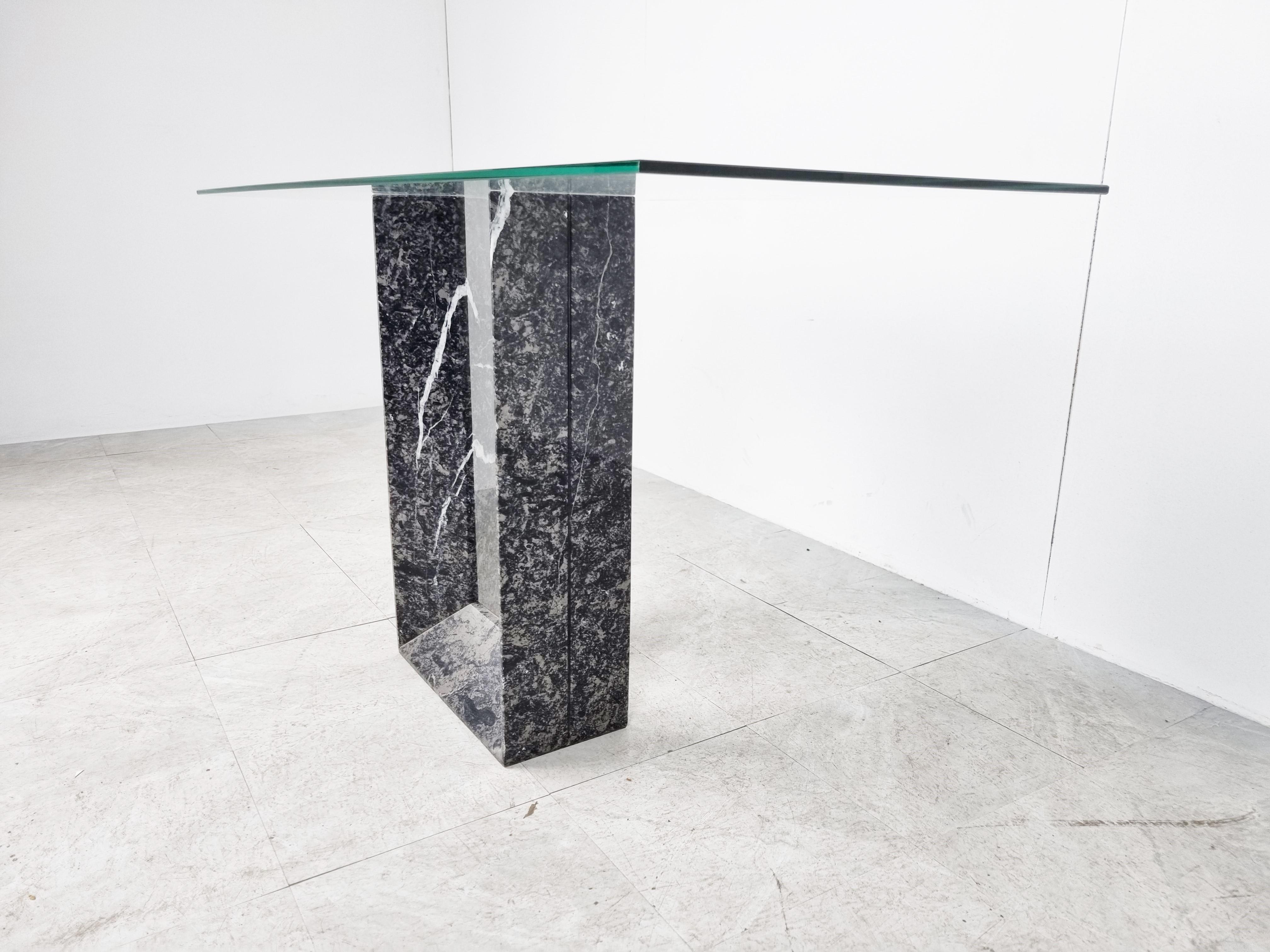 Glass Vintage Black 'Diapason' Marble Console Table by Cattelan Italy, 1980s
