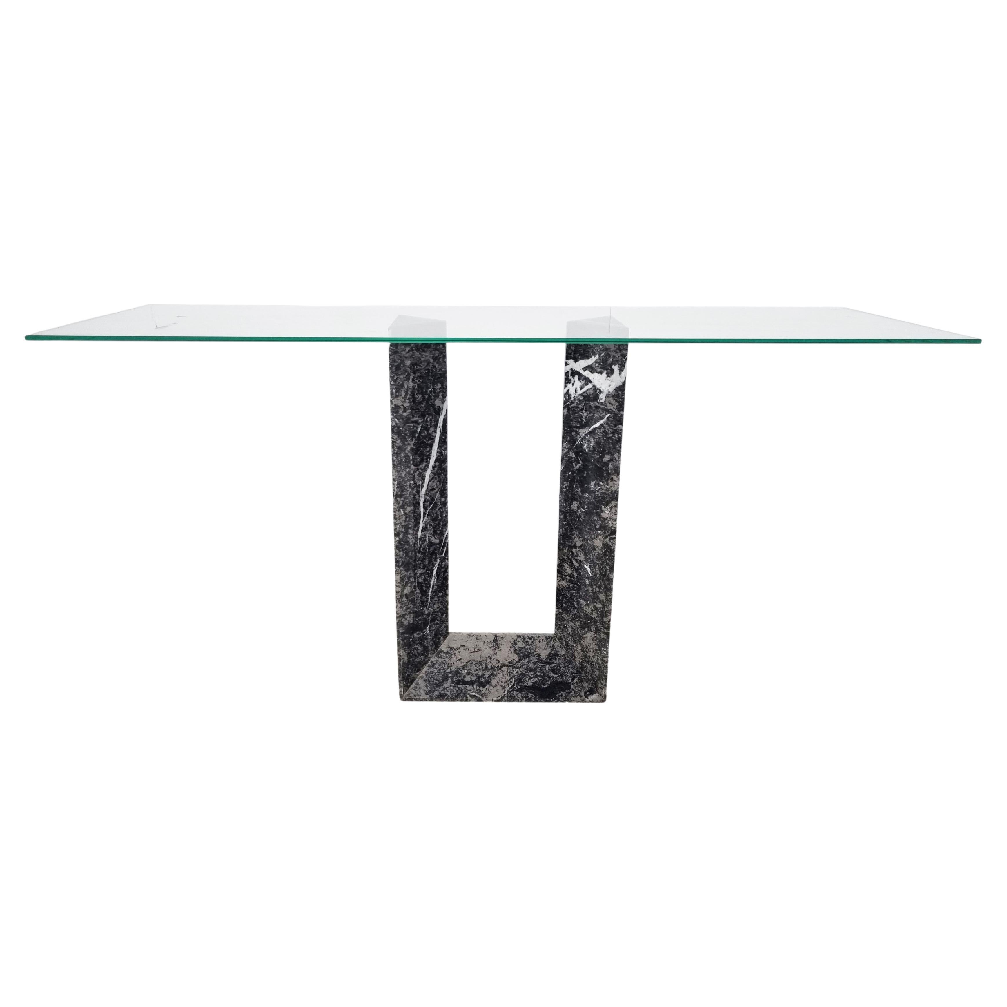 Vintage Black 'Diapason' Marble Console Table by Cattelan Italy, 1980s