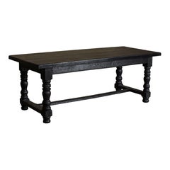 Vintage Black Dining Table with Spindle Legs