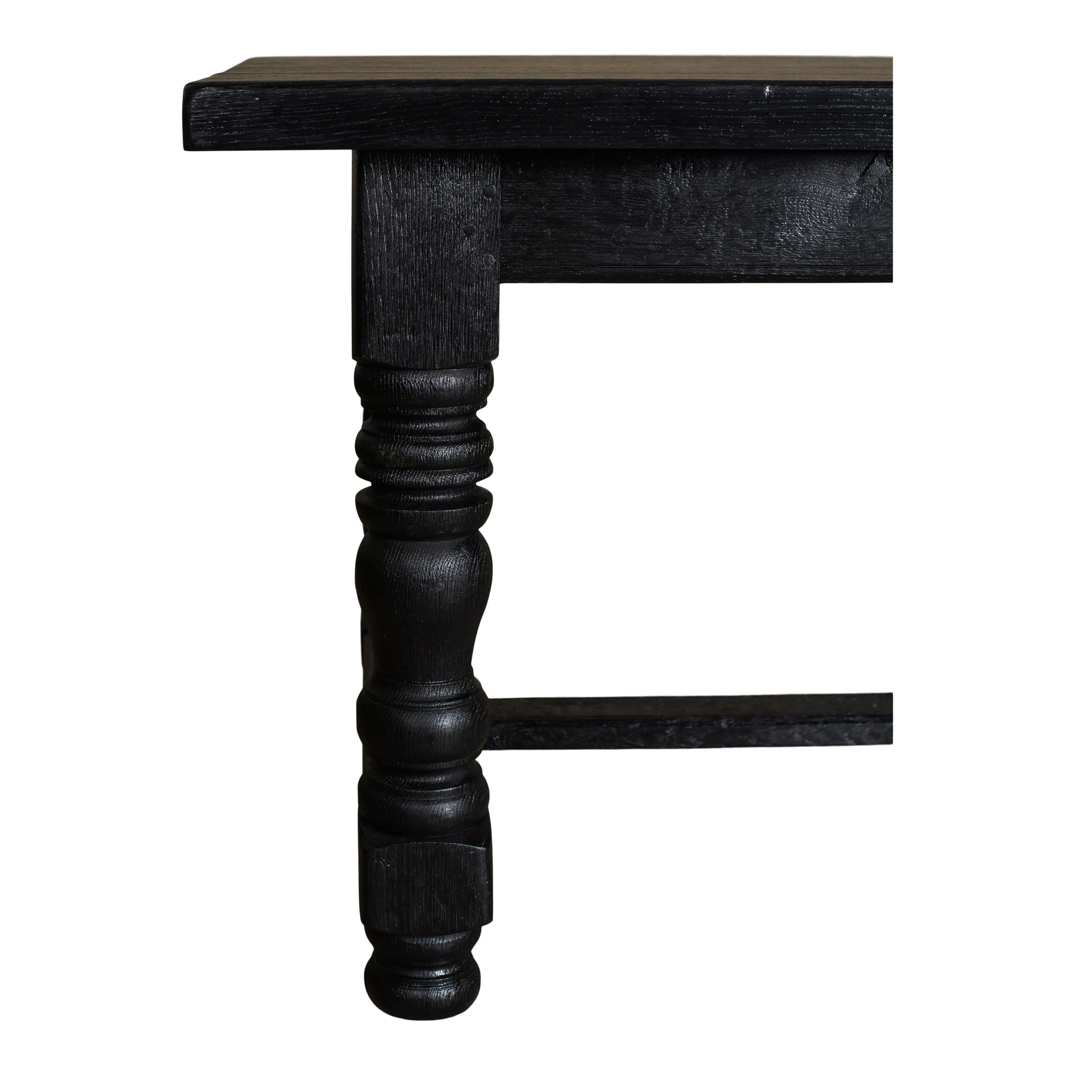 Vintage Black Dining Table with Spindle Legs In Good Condition For Sale In Fullerton, CA