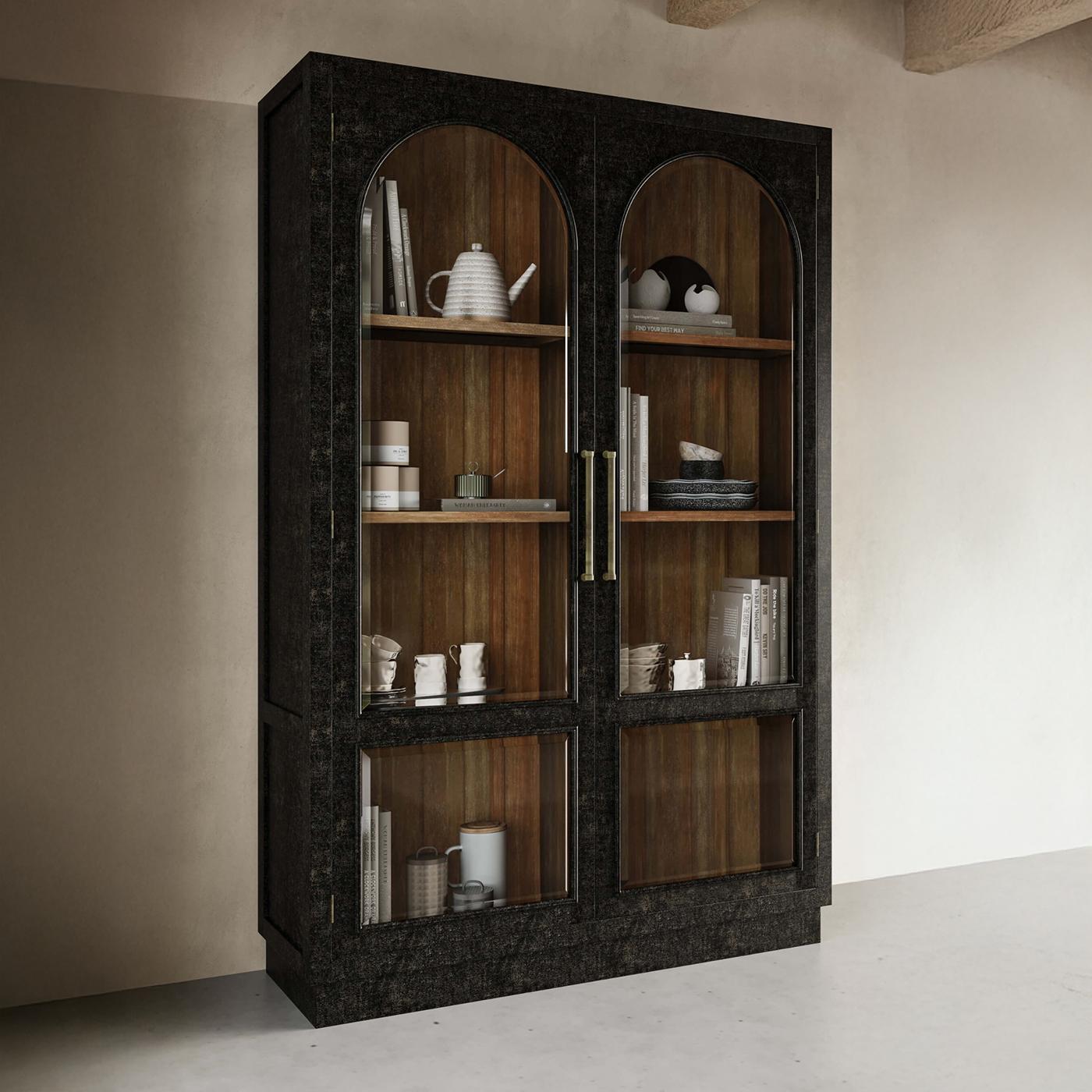Industrial Vintage Black Display Cabinet For Sale