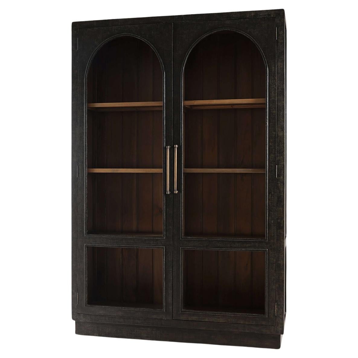 Schwarzer Vintage-Vitrinenschrank