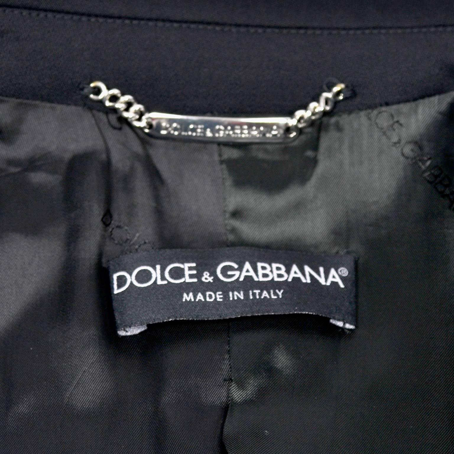 Dolce & Gabbana Vintage Black Trouser Suit with High Waist Pants and Long Vest 5