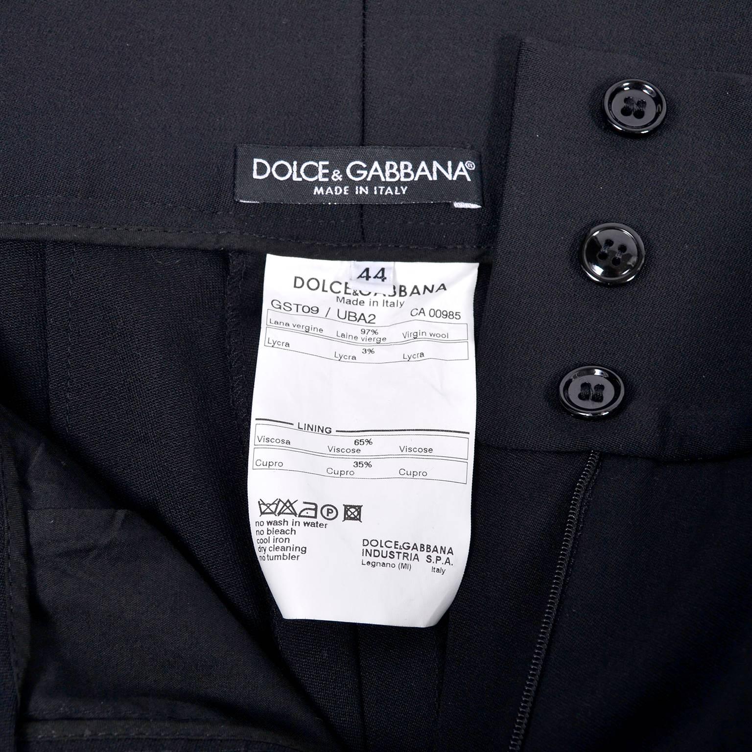 Dolce & Gabbana Vintage Black Trouser Suit with High Waist Pants and Long Vest 3
