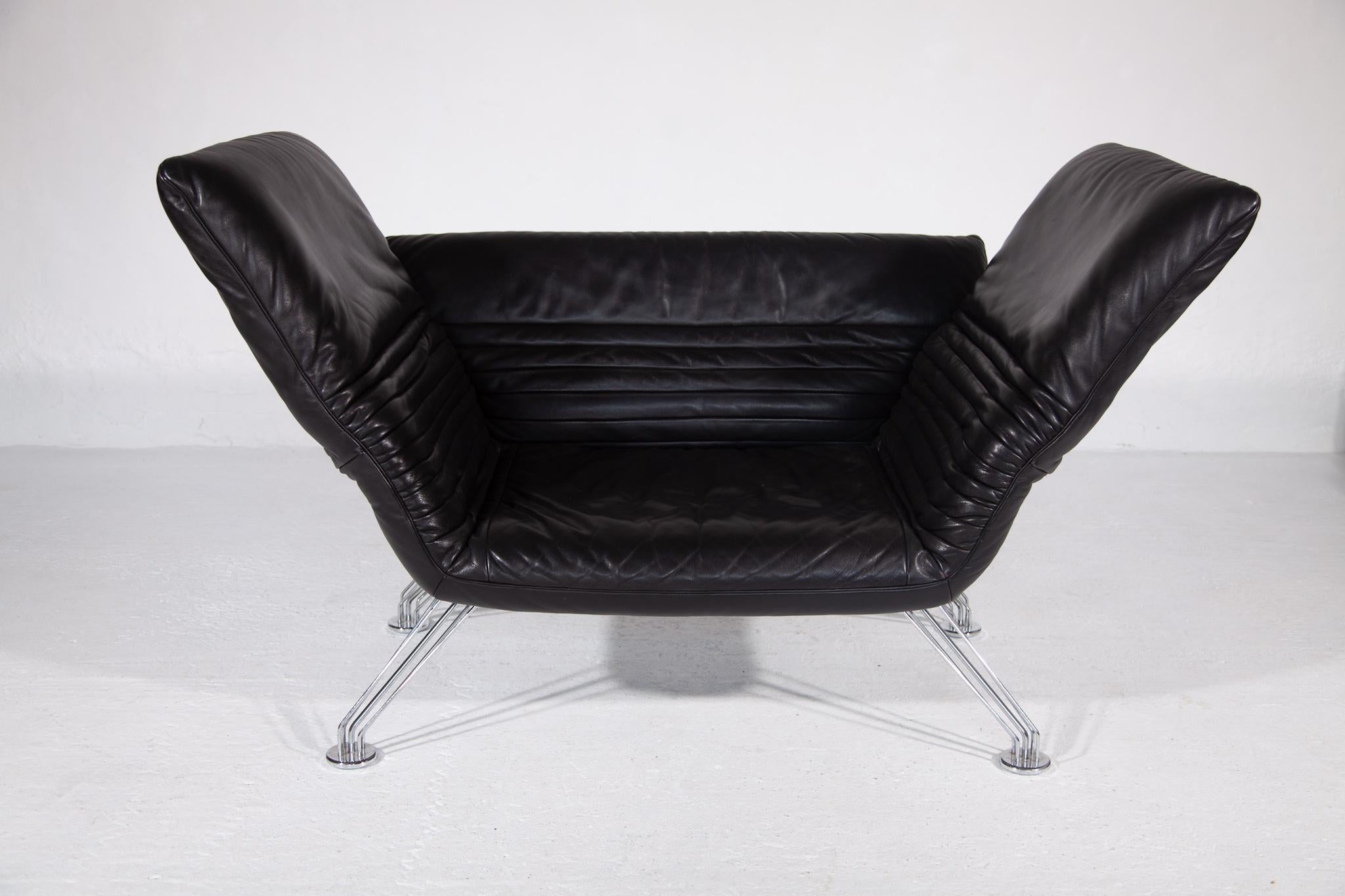 Swiss Vintage Black Ds-142 Armchair, Daybed Designed by Winfried Totzek for De Seden