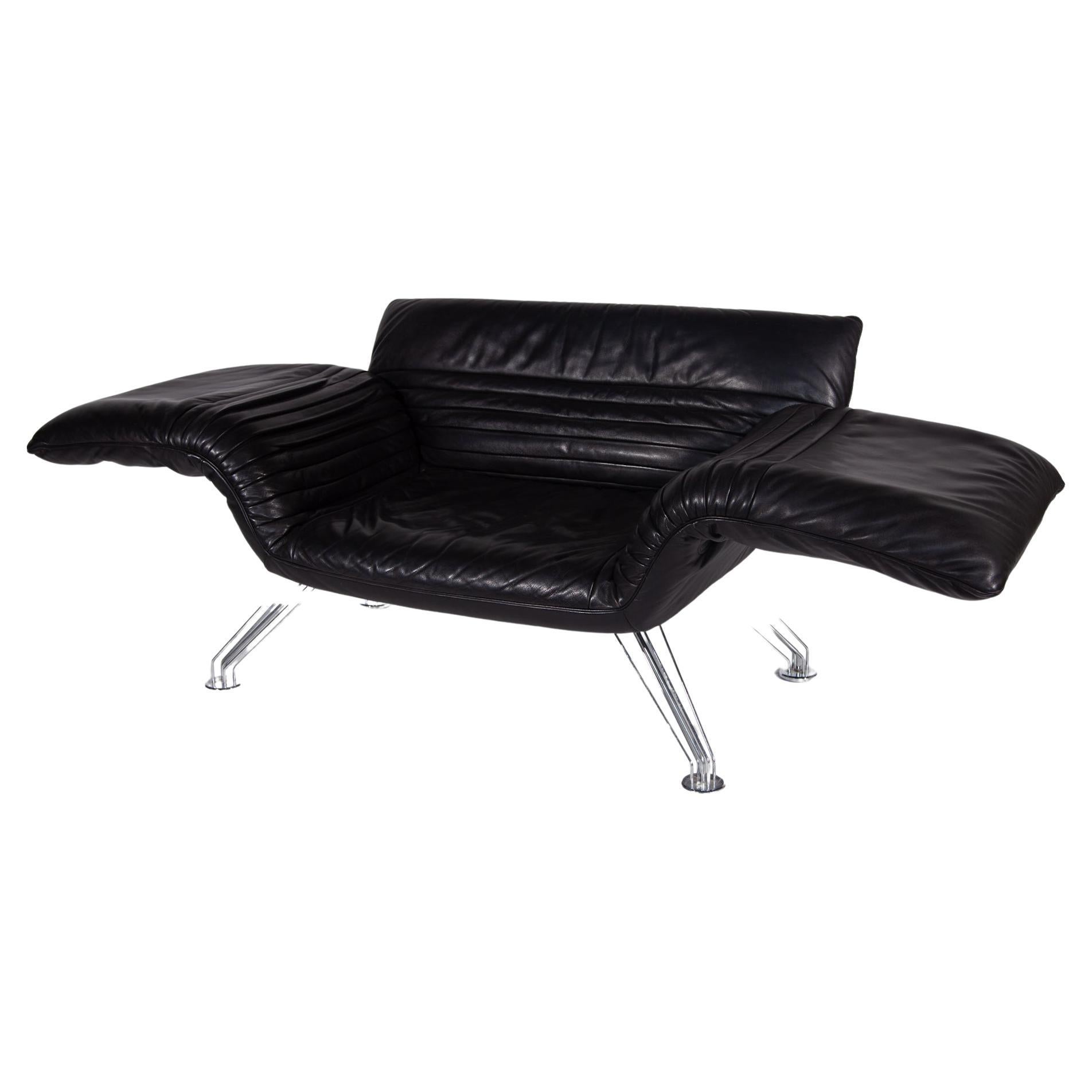 Leather Vintage Black Ds-142 Armchair, Daybed Designed by Winfried Totzek for De Seden