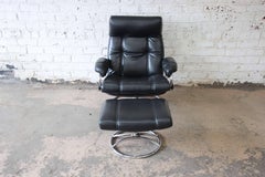 Vintage Black Ekornes Stressless Chair and Ottoman