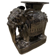Vintage Black Elephant Garden Seat