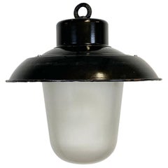 Vintage Black Enamel Factory Hanging Light, 1960s