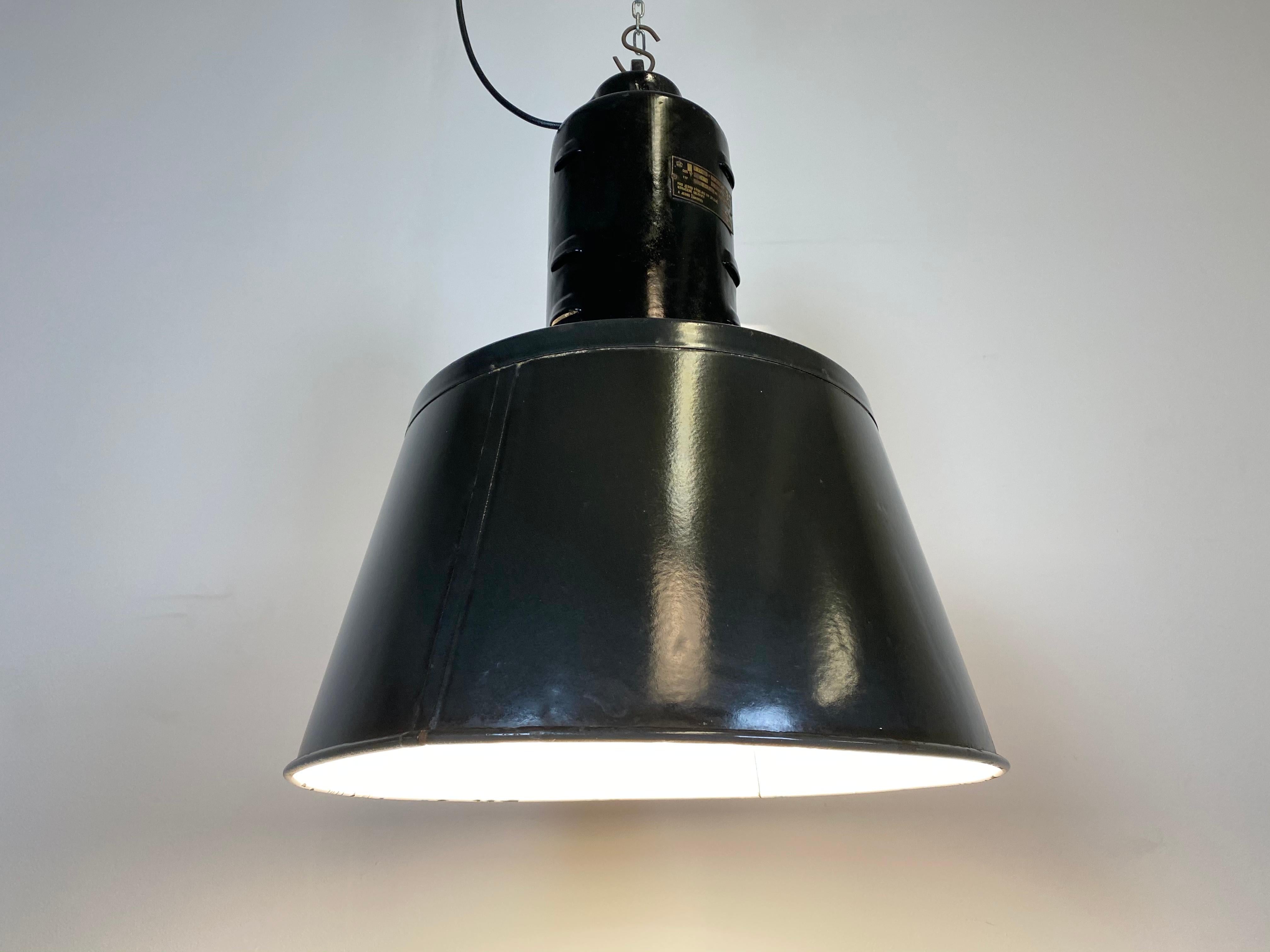 Vintage Black Enamel Factory Lamp, 1950s 3