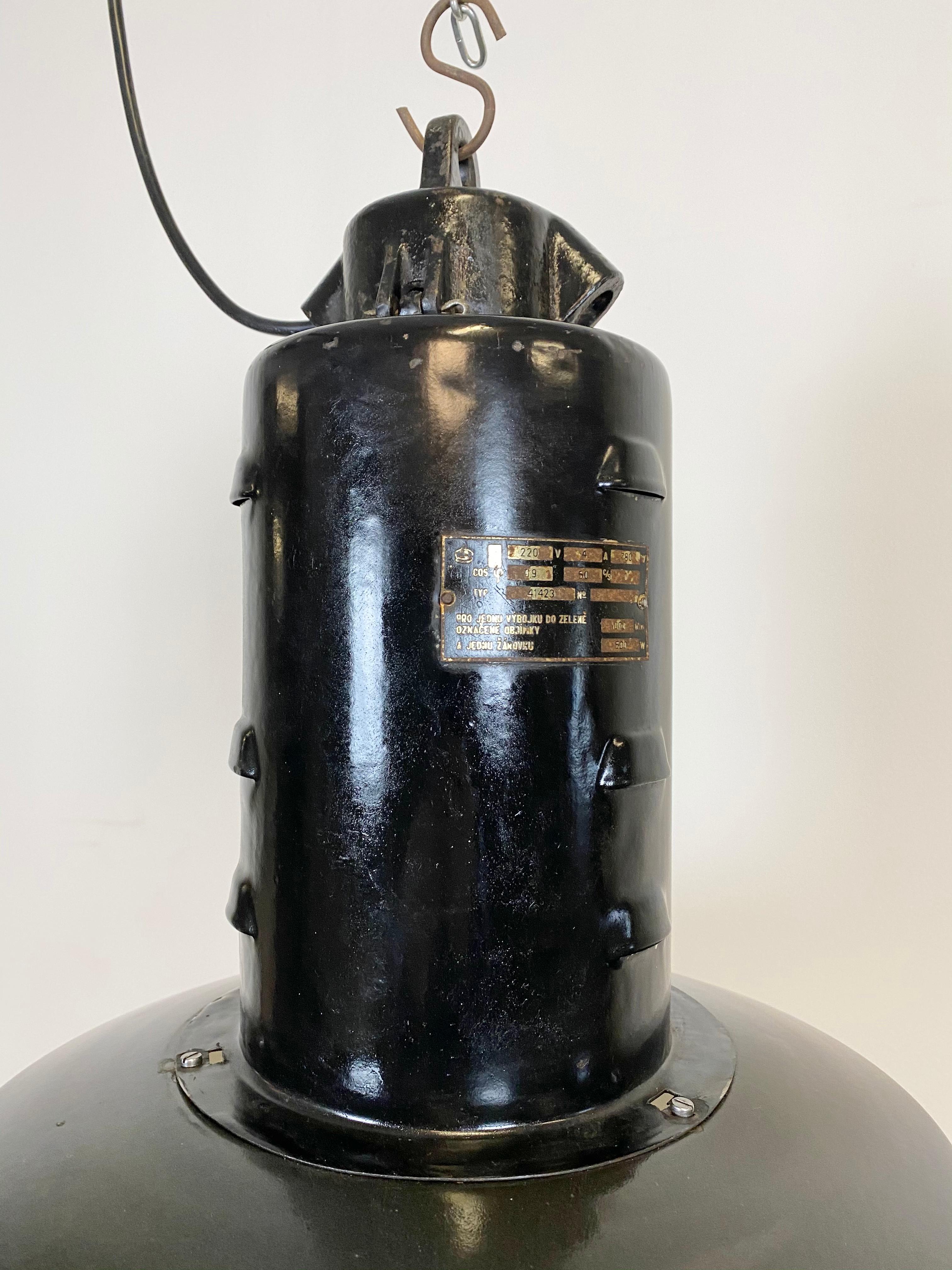 Industrial Vintage Black Enamel Factory Lamp, 1950s