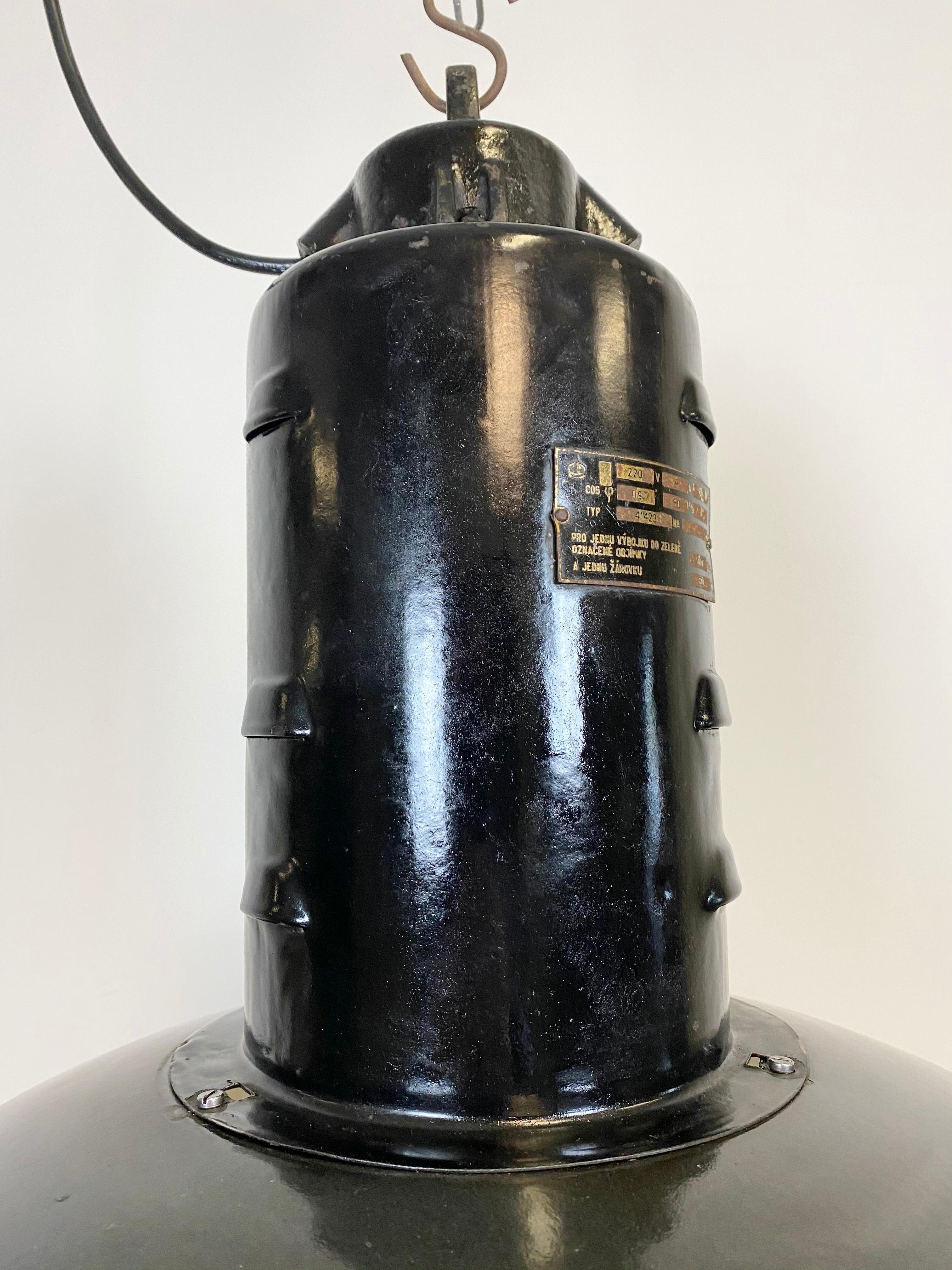 20th Century Vintage Black Enamel Factory Lamp, 1950s