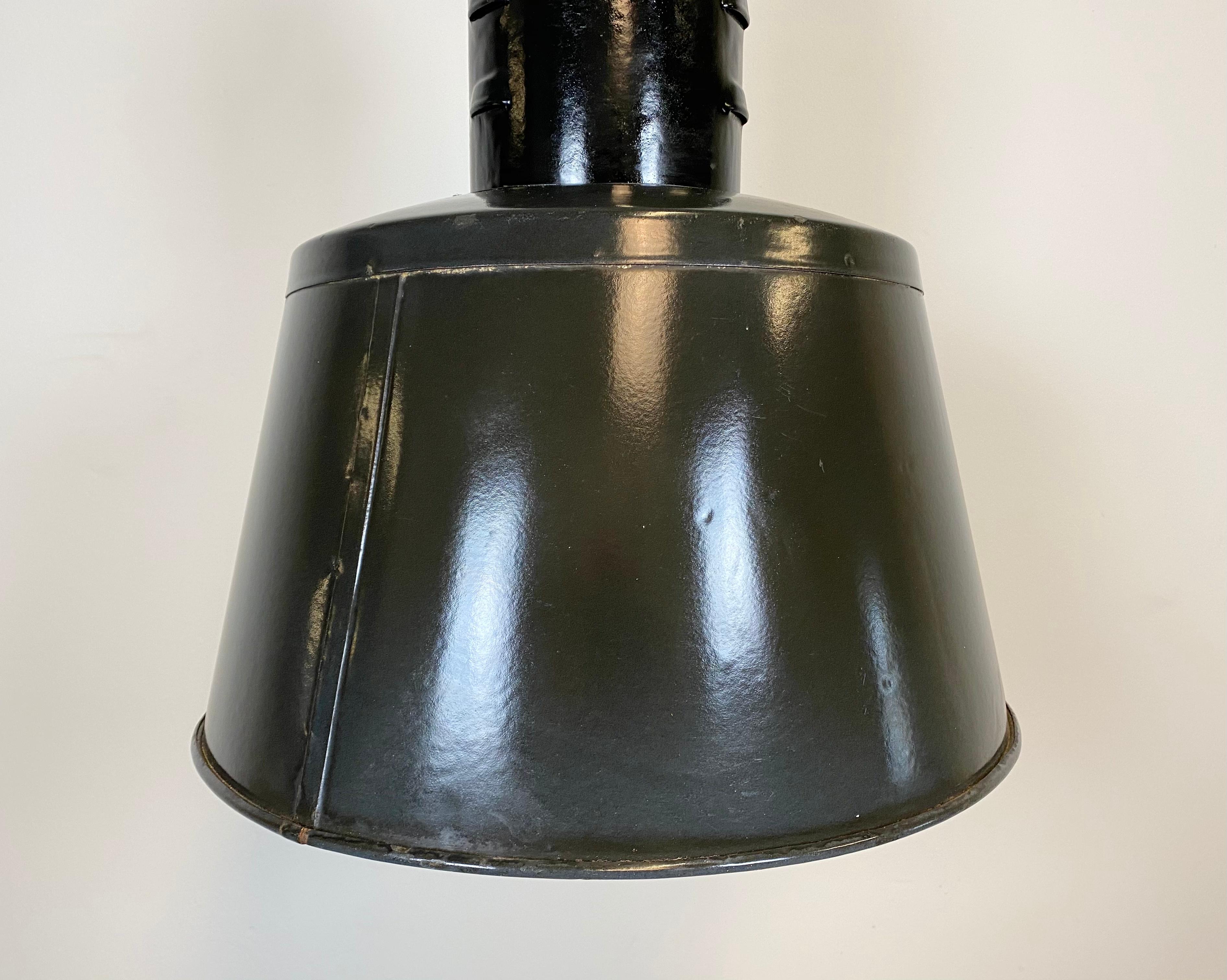Vintage Black Enamel Factory Lamp, 1950s 1