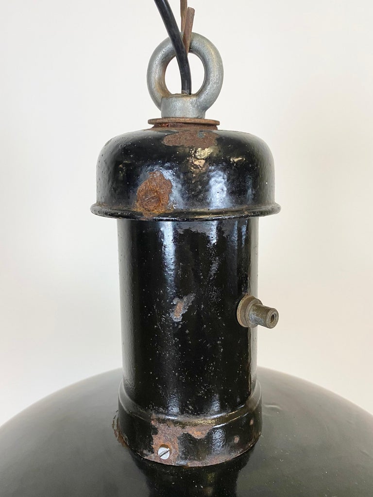 20th Century Vintage Black Enamel Industrial Pendant Light, 1930s For Sale