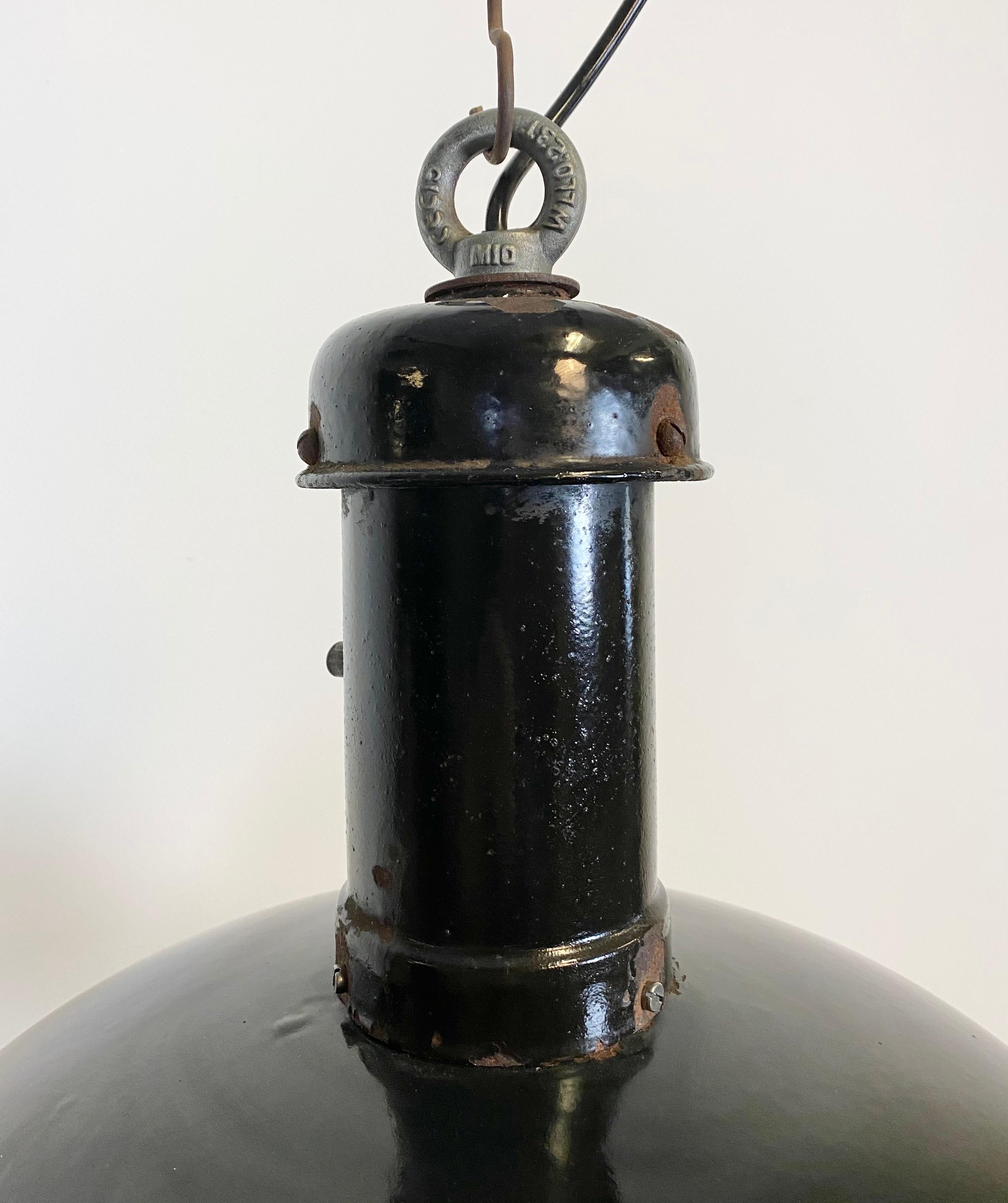 Vintage Black Enamel Industrial Pendant Light, 1930s For Sale 1