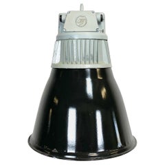 Vintage Black Enamel Industrial Pendant Light from Elektrosvit, 1960s