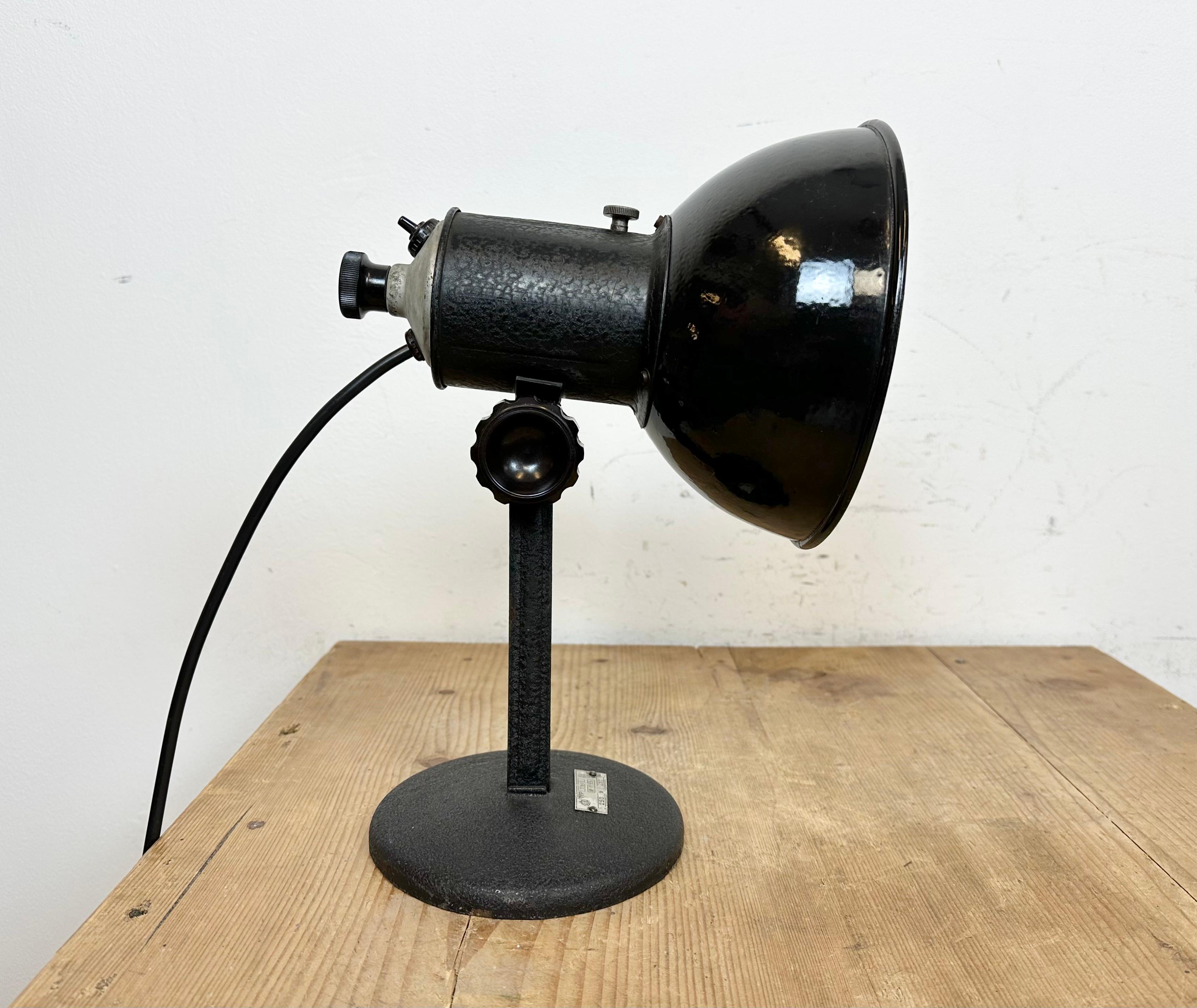 Vintage-Tisch-Fotolampe aus schwarzer Emaille, 1950er Jahre im Angebot 6