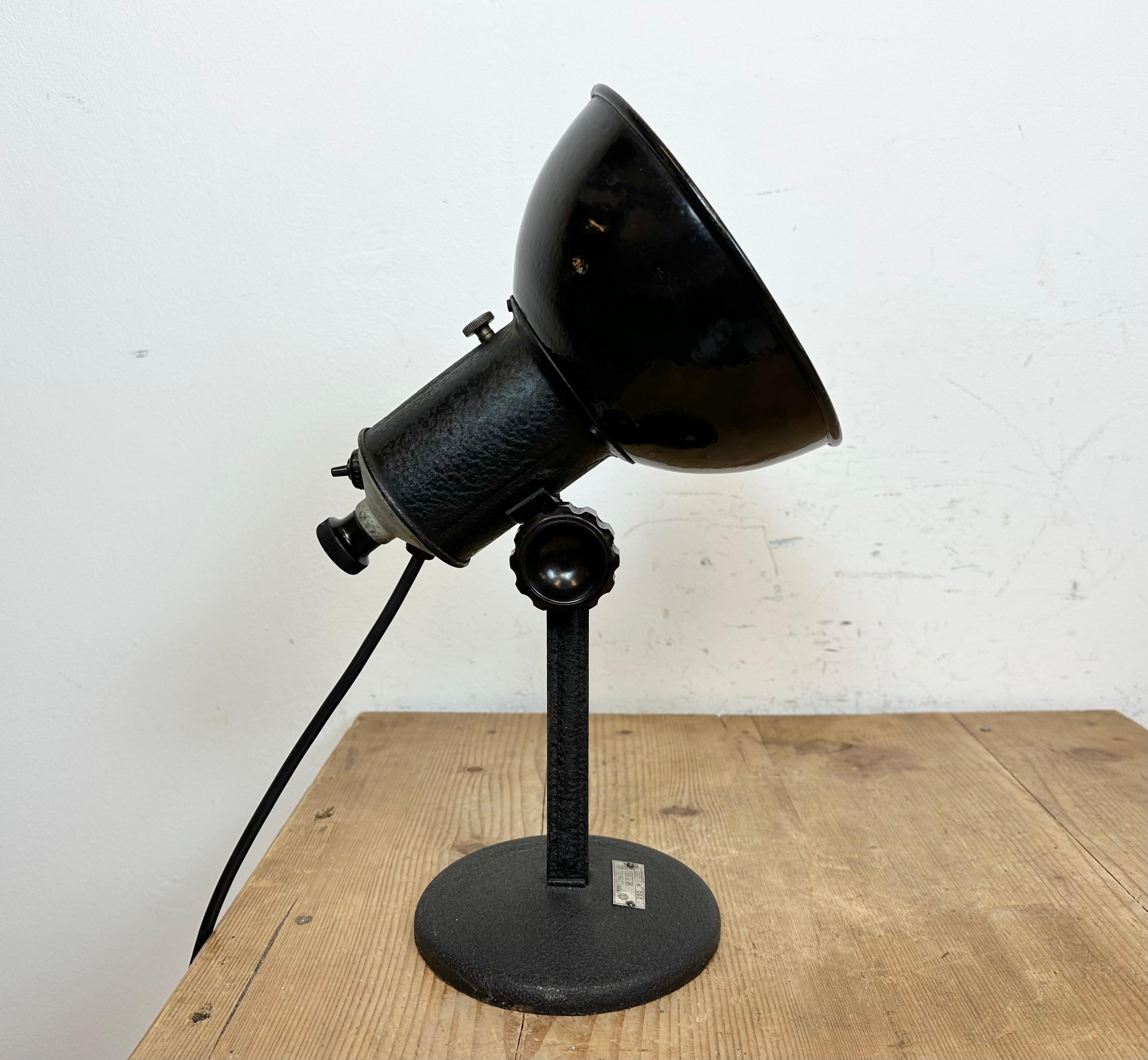 Vintage-Tisch-Fotolampe aus schwarzer Emaille, 1950er Jahre im Angebot 7