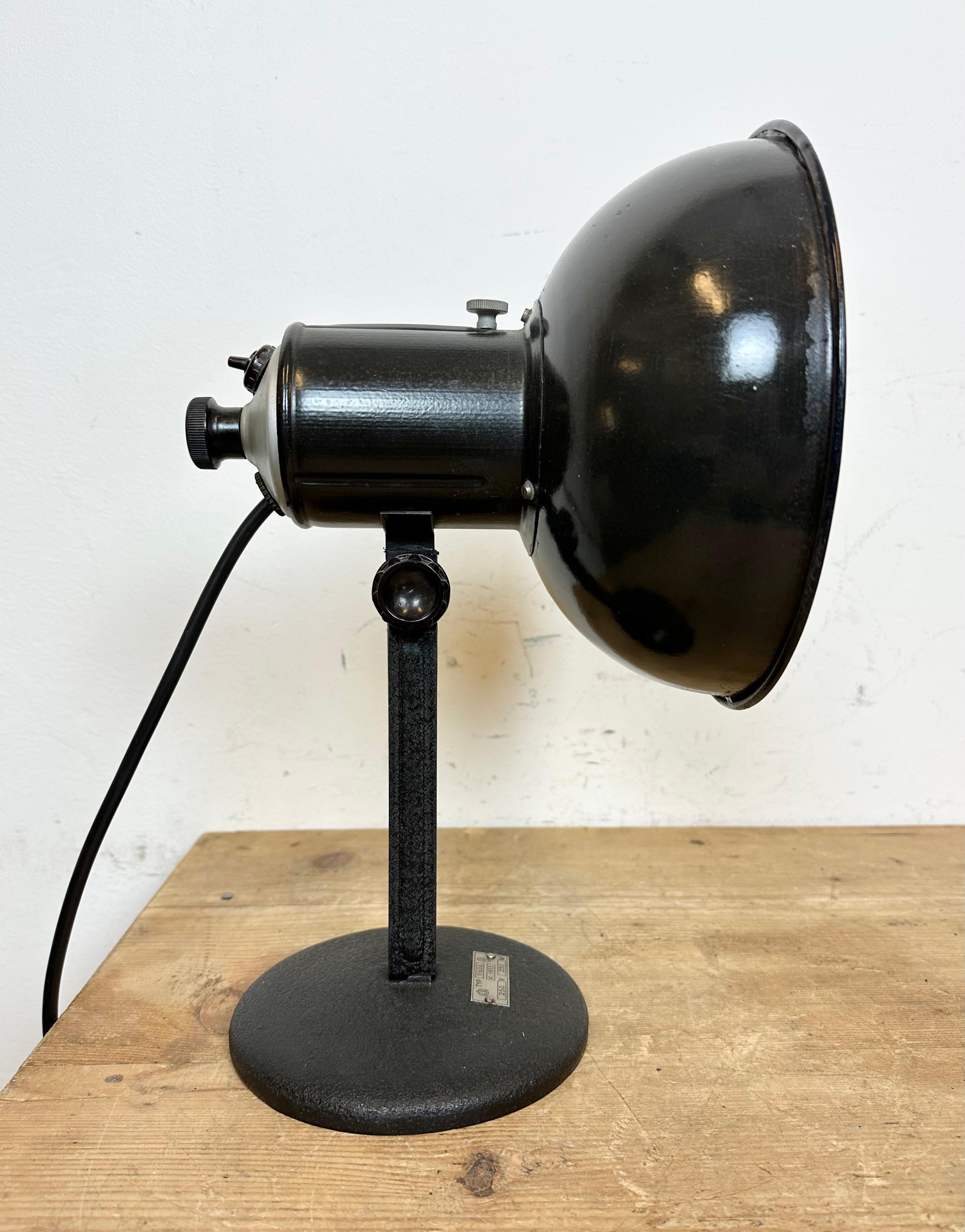 Vintage Black Enamel Table Photo Lamp, 1950s For Sale 12