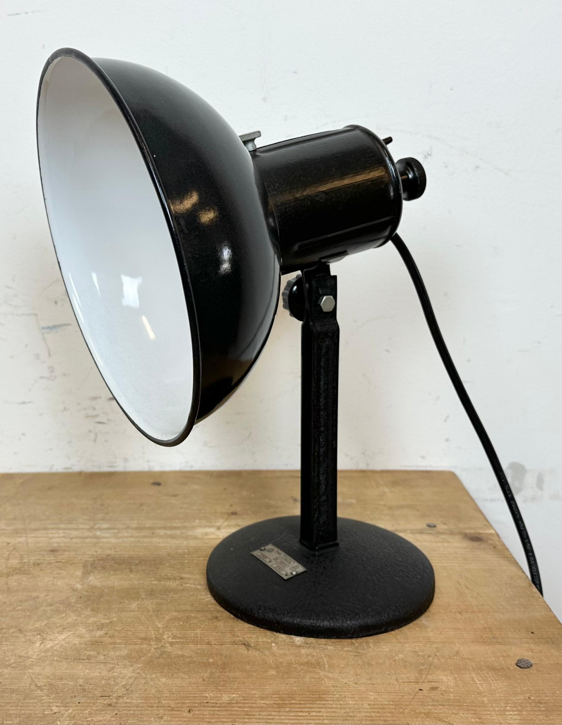 Industrial Vintage Black Enamel Table Photo Lamp, 1950s For Sale