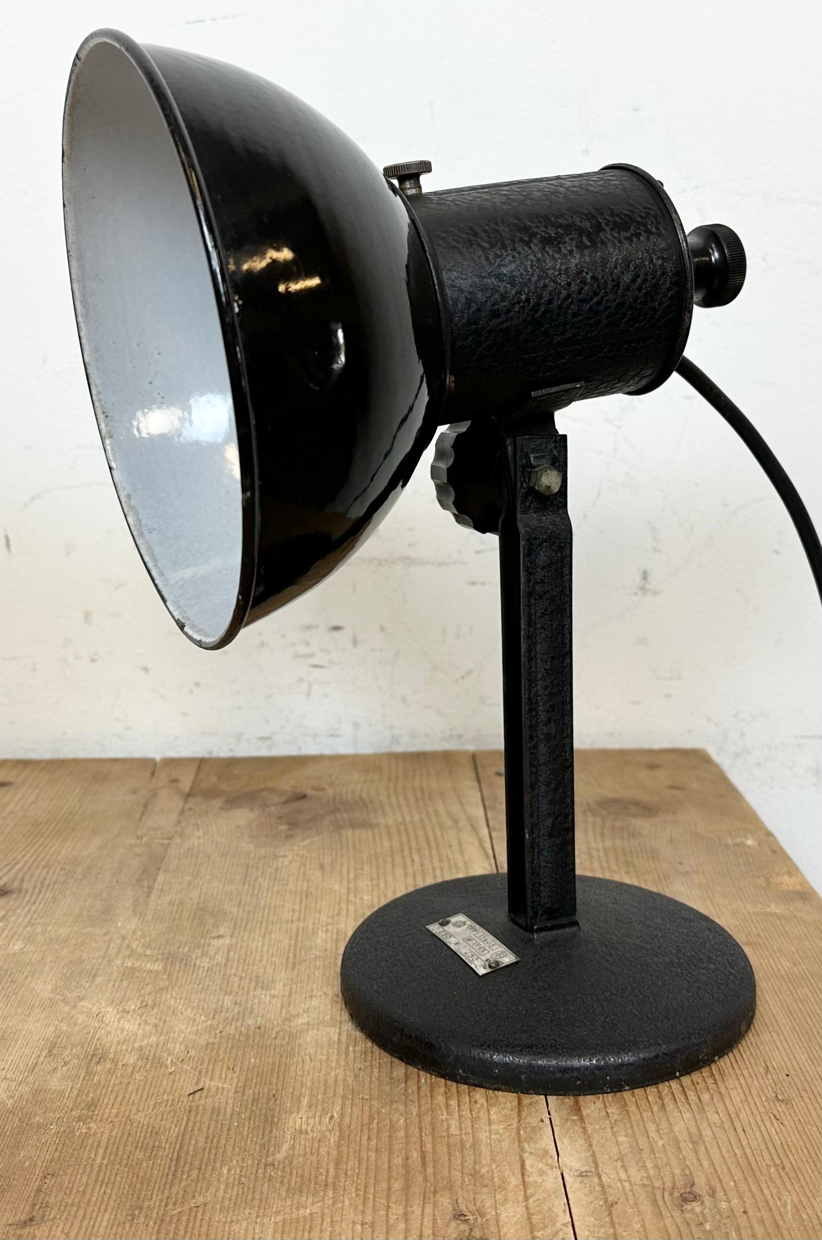 Industrial Vintage Black Enamel Table Photo Lamp, 1950s For Sale