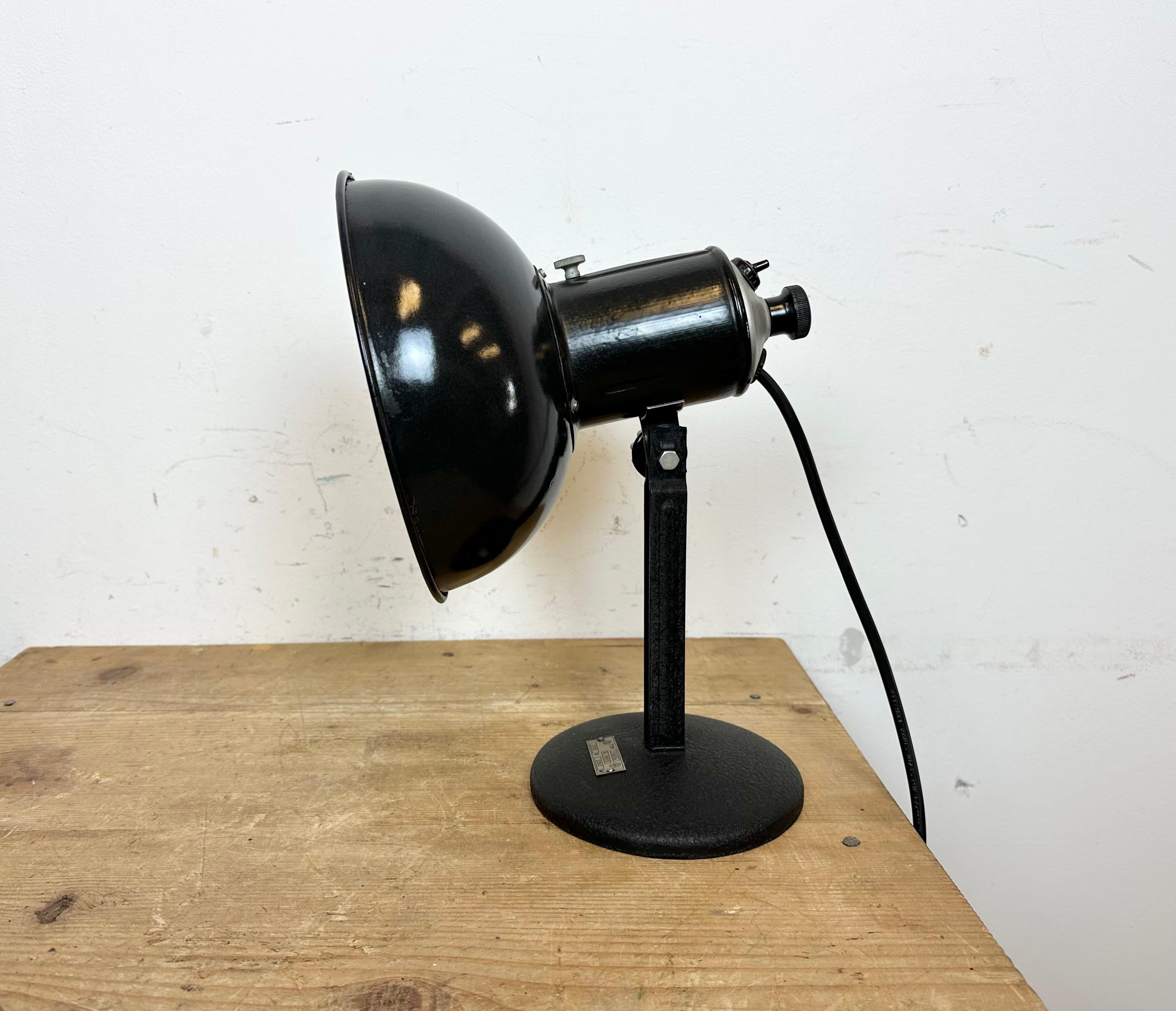 20th Century Vintage Black Enamel Table Photo Lamp, 1950s For Sale