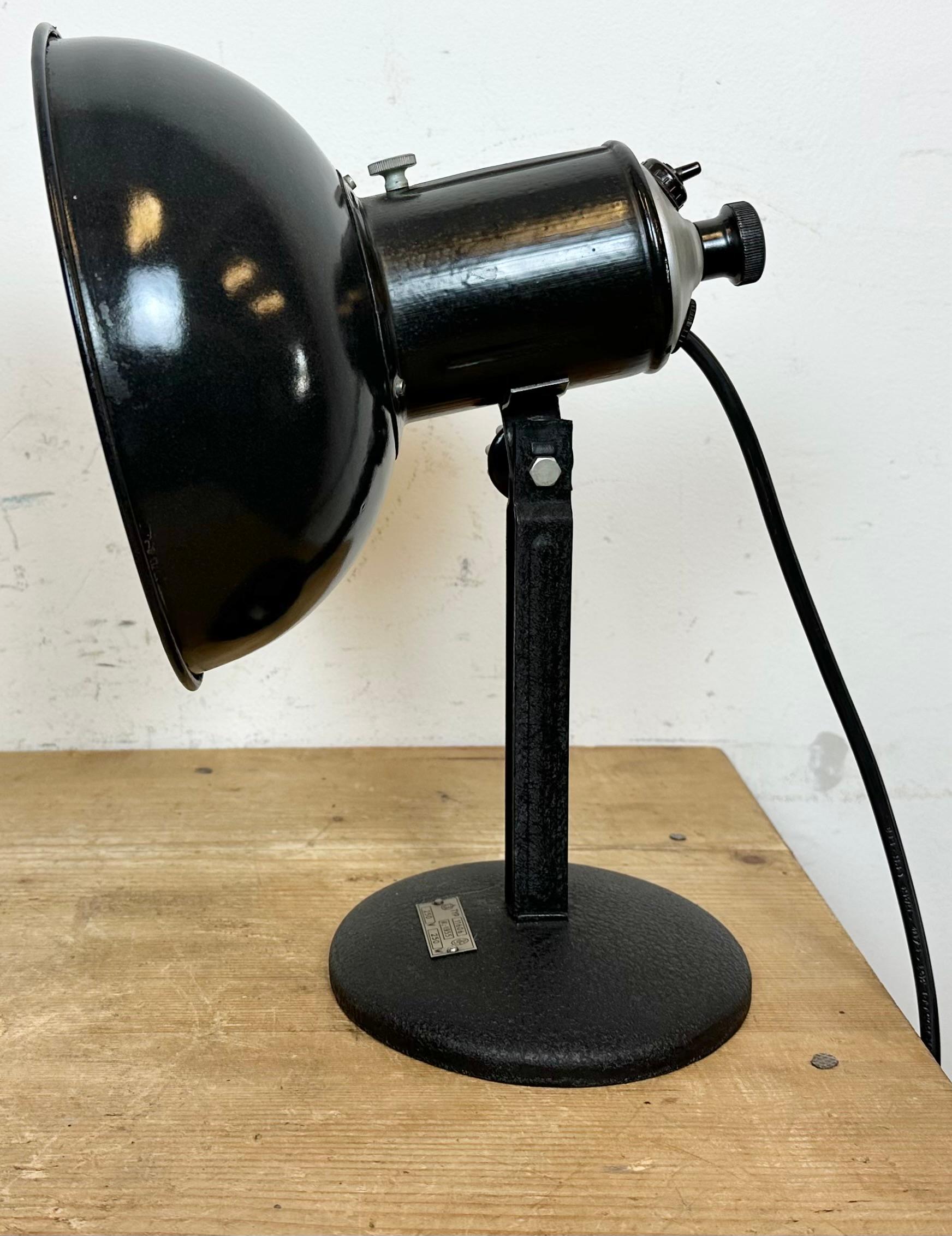 Vintage Black Enamel Table Photo Lamp, 1950s For Sale 3