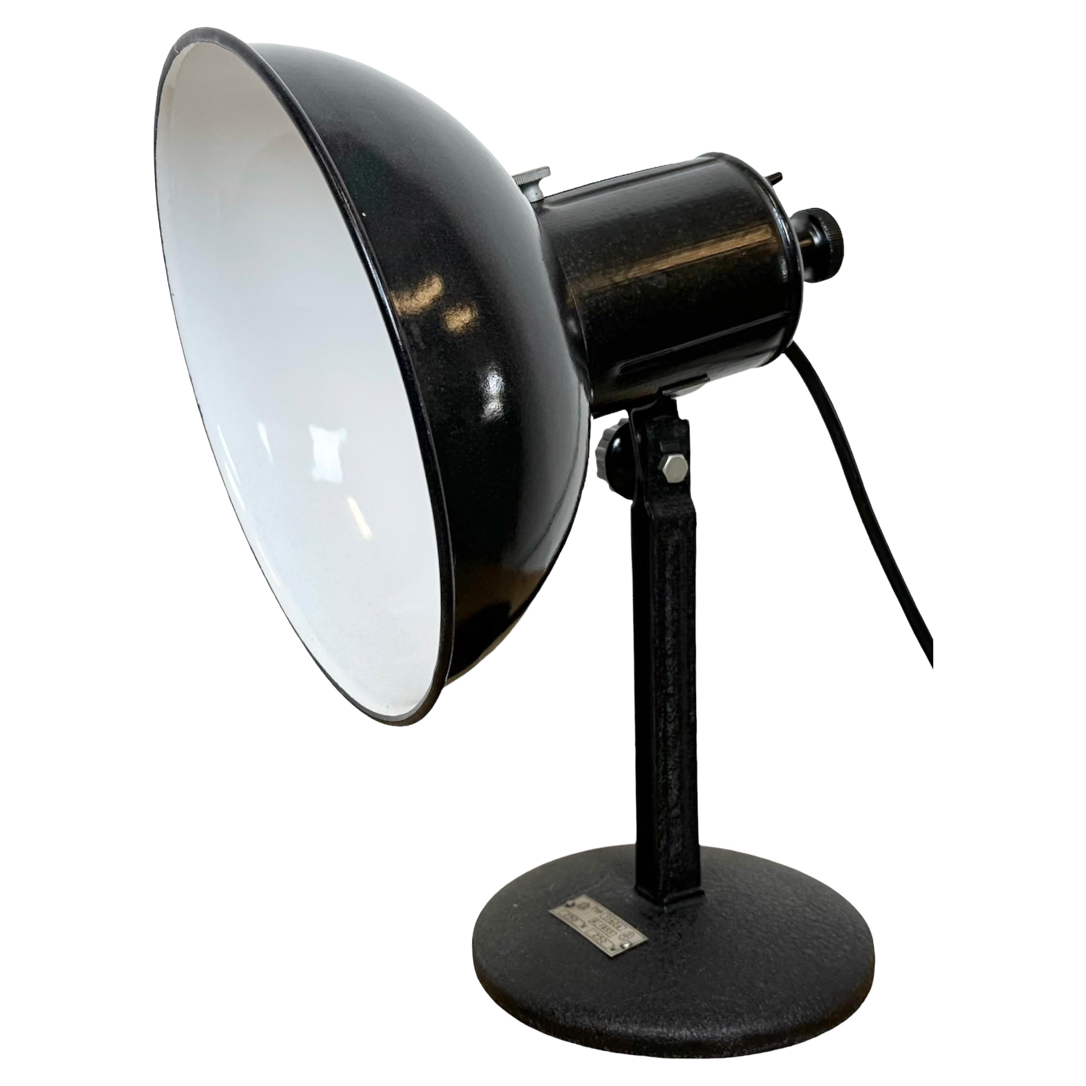 Vintage Black Enamel Table Photo Lamp, 1950s