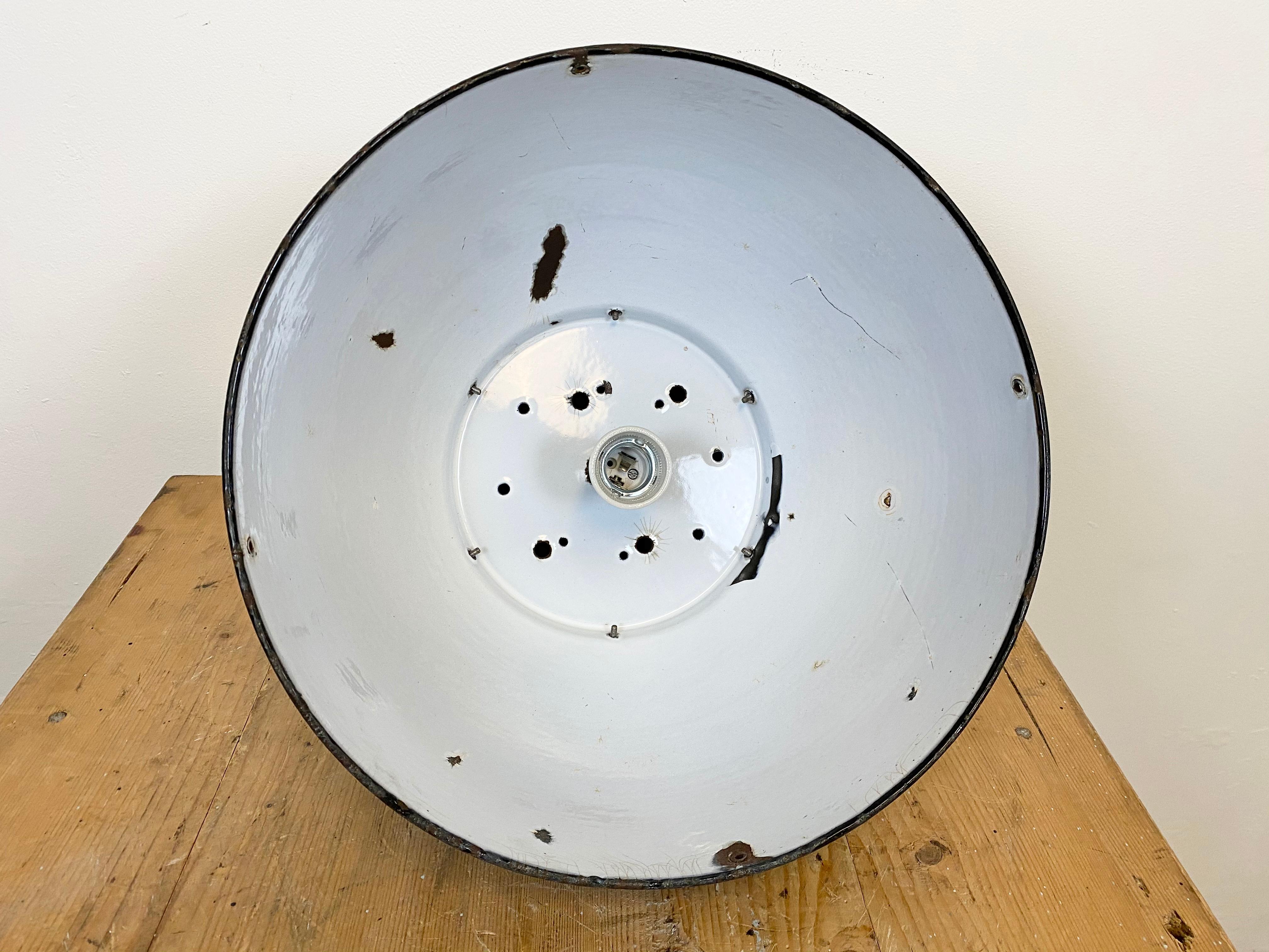 Lampada a sospensione vintage smaltata di nero, anni '30 in vendita 4